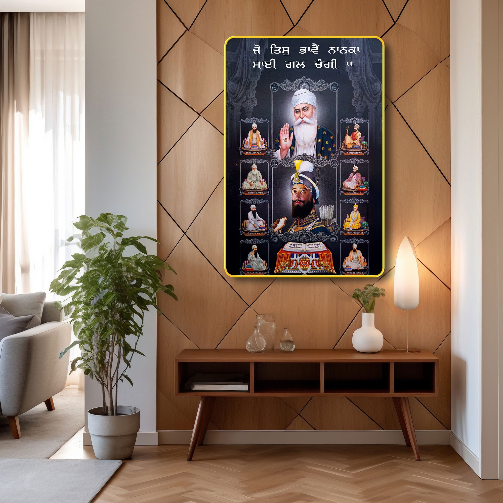 The Castle Decor Sikh Gurus Wall Art Photo Frame | Spiritual Painting for Home Decor, Living Room & Office | Religious Gift Option Wall Hanging Frame 20X30 Inches