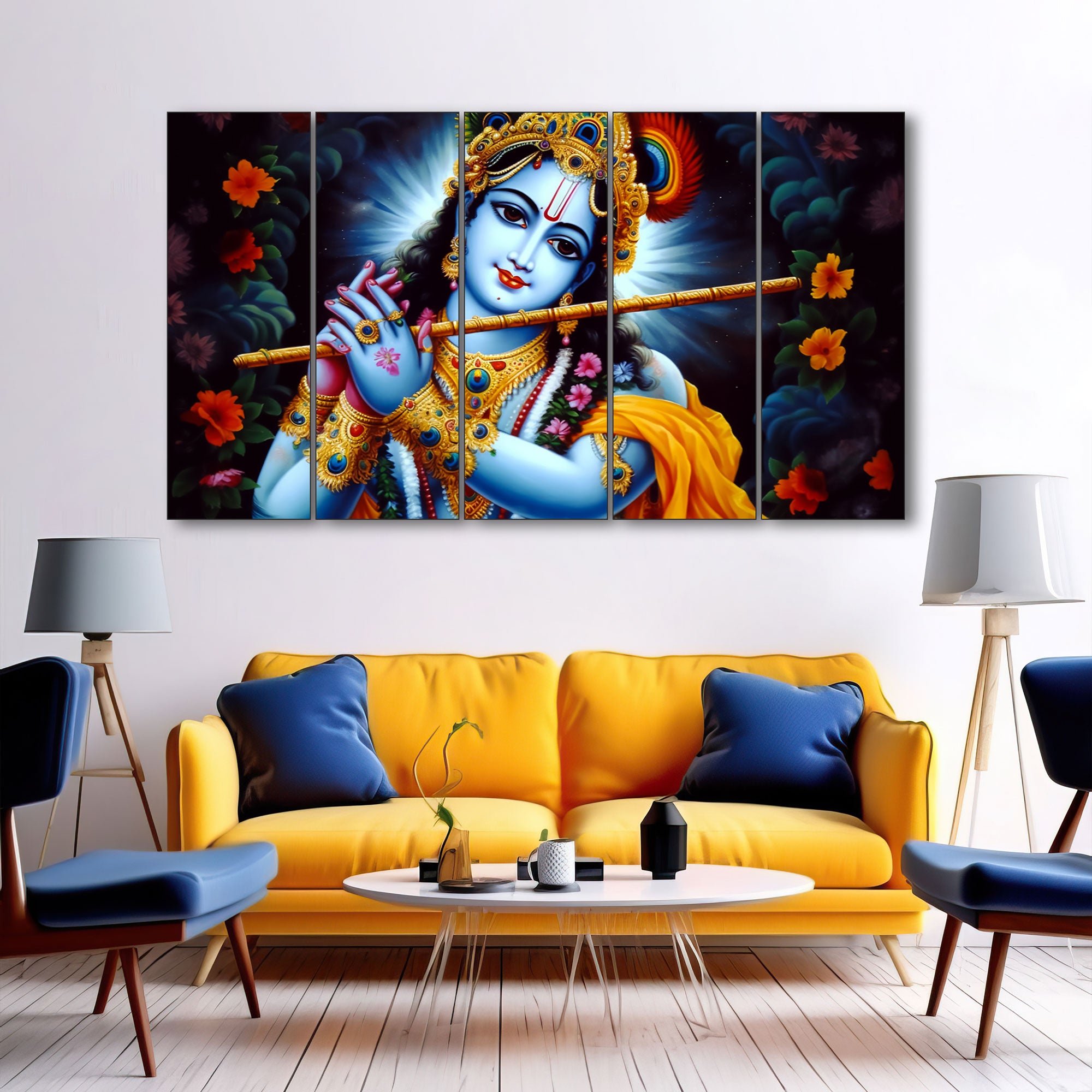 Krishna Ji Painting with frame Big Size Wall Art for living room,Bedroom,Drawing room,Hotels