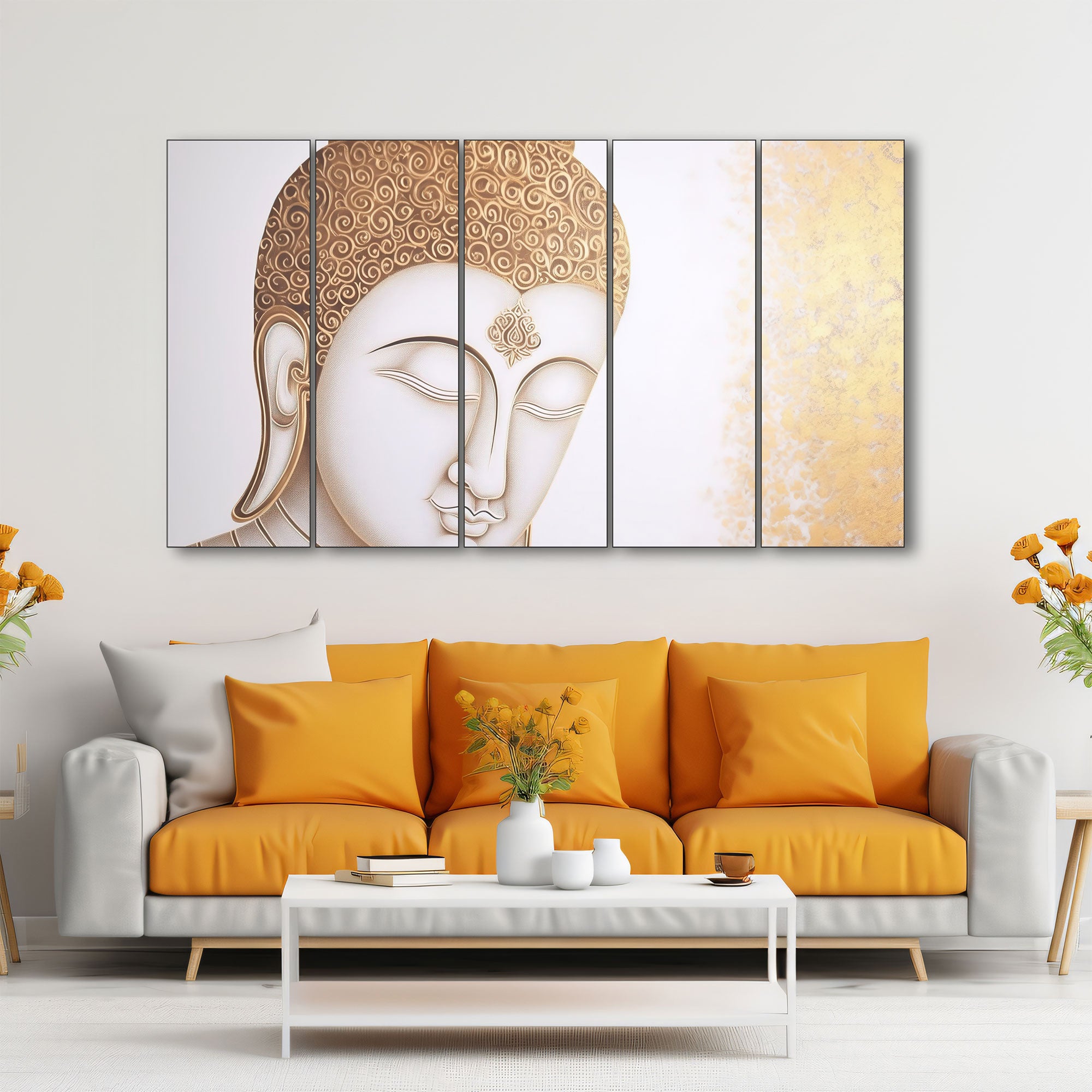 Lord Budha Painting with frame Big Size Wall Art for living room,Bedroom,Drawing room,Hotels