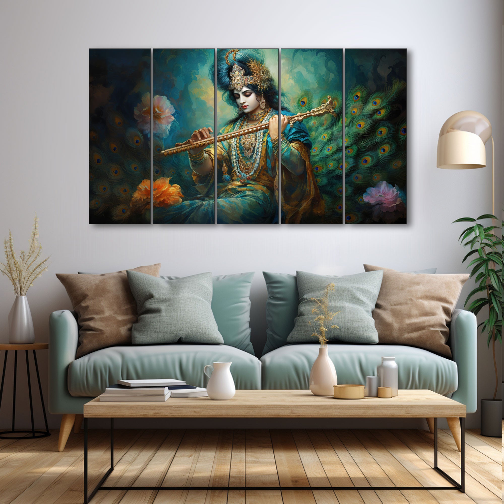 Krishna Ji Painting with frame Big Size Wall Art for living room,Bedroom,Drawing room,Hotels