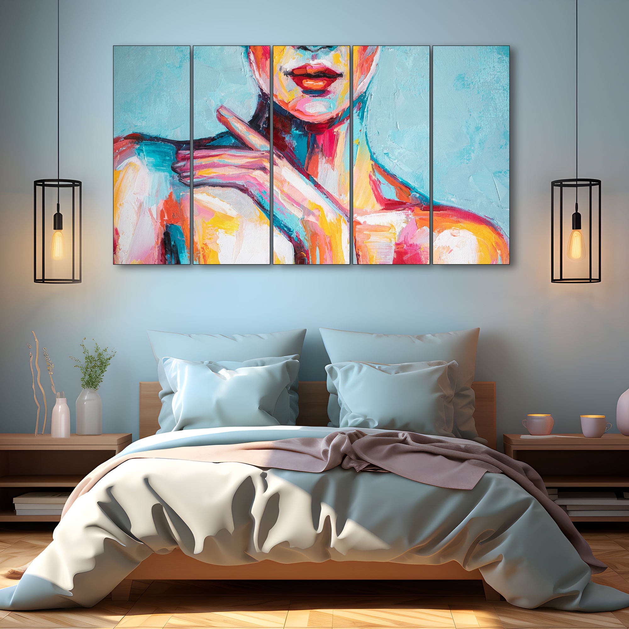 Woman Abstract Painting with frame Big Size Wall Art for living room,Bedroom,Drawing room,Hotels 36x60"