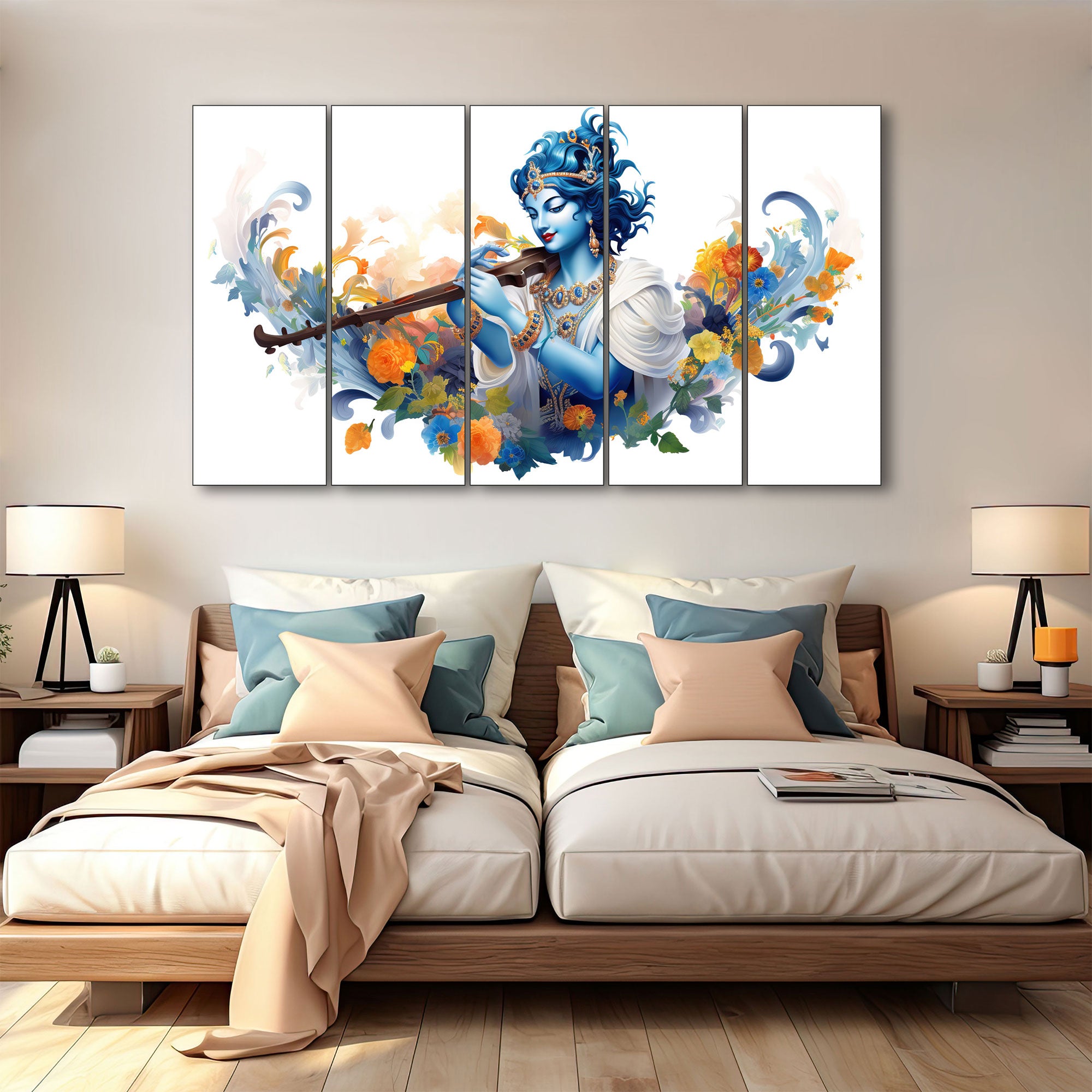 Krishna Ji Painting with frame Big Size Wall Art for living room,Bedroom,Drawing room,Hotels