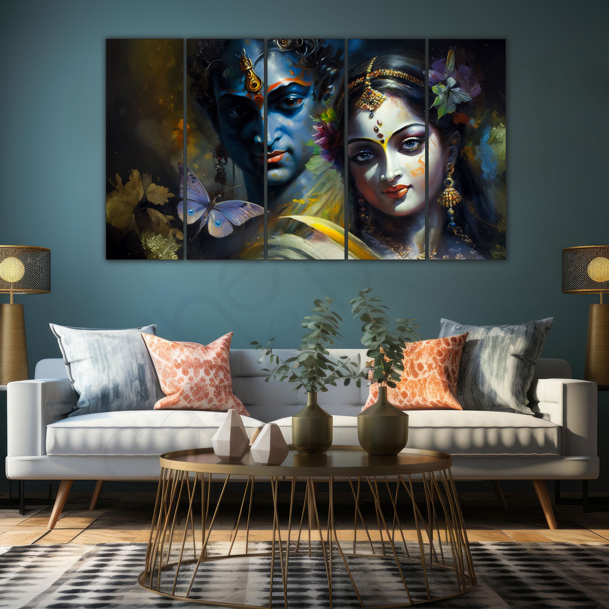 Radha Krishna Painting with frame Big Size Wall Art for living room,Bedroom,Drawing room,Hotels