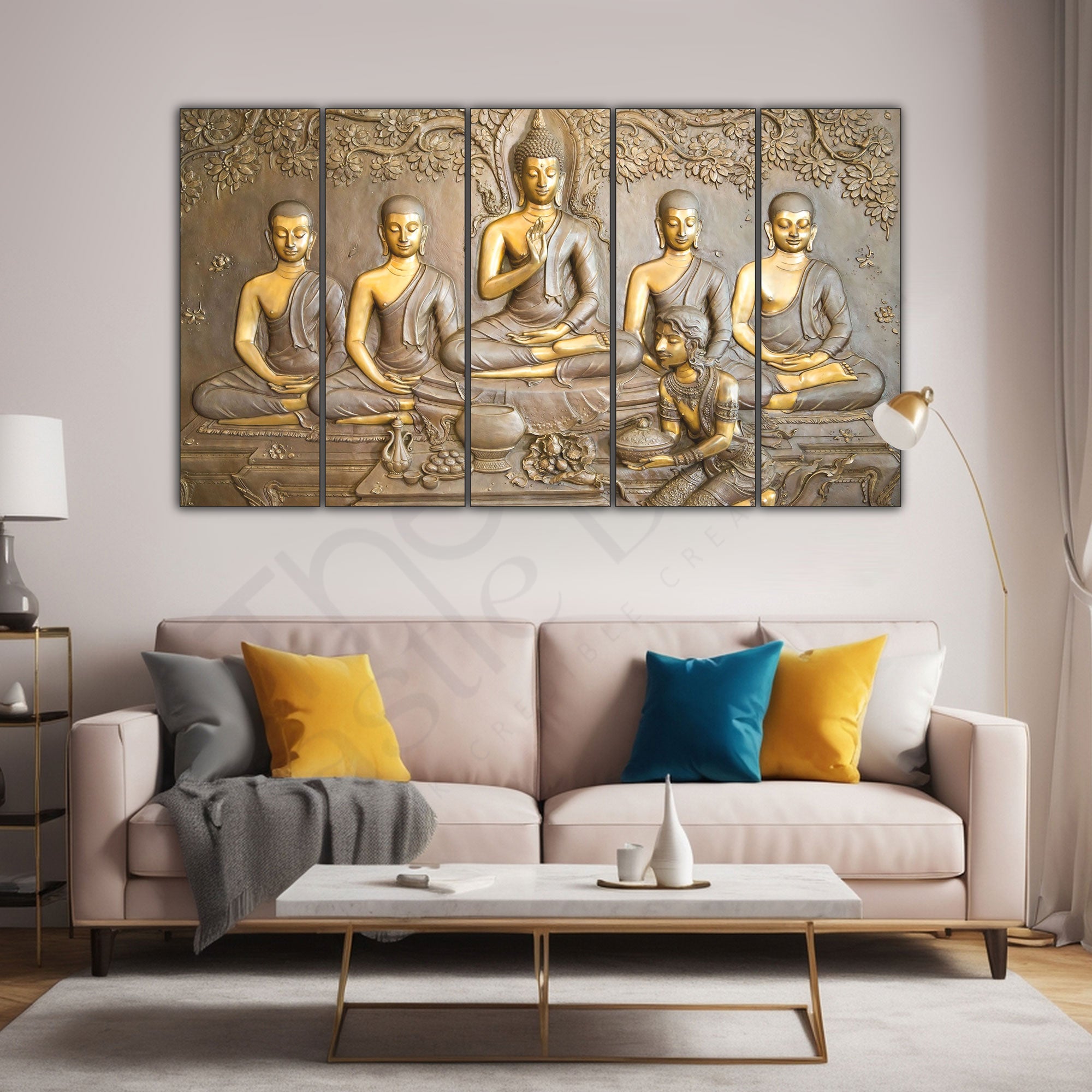 Lord Budha Painting with frame Big Size Wall Art for living room,Bedroom,Drawing room,Hotels