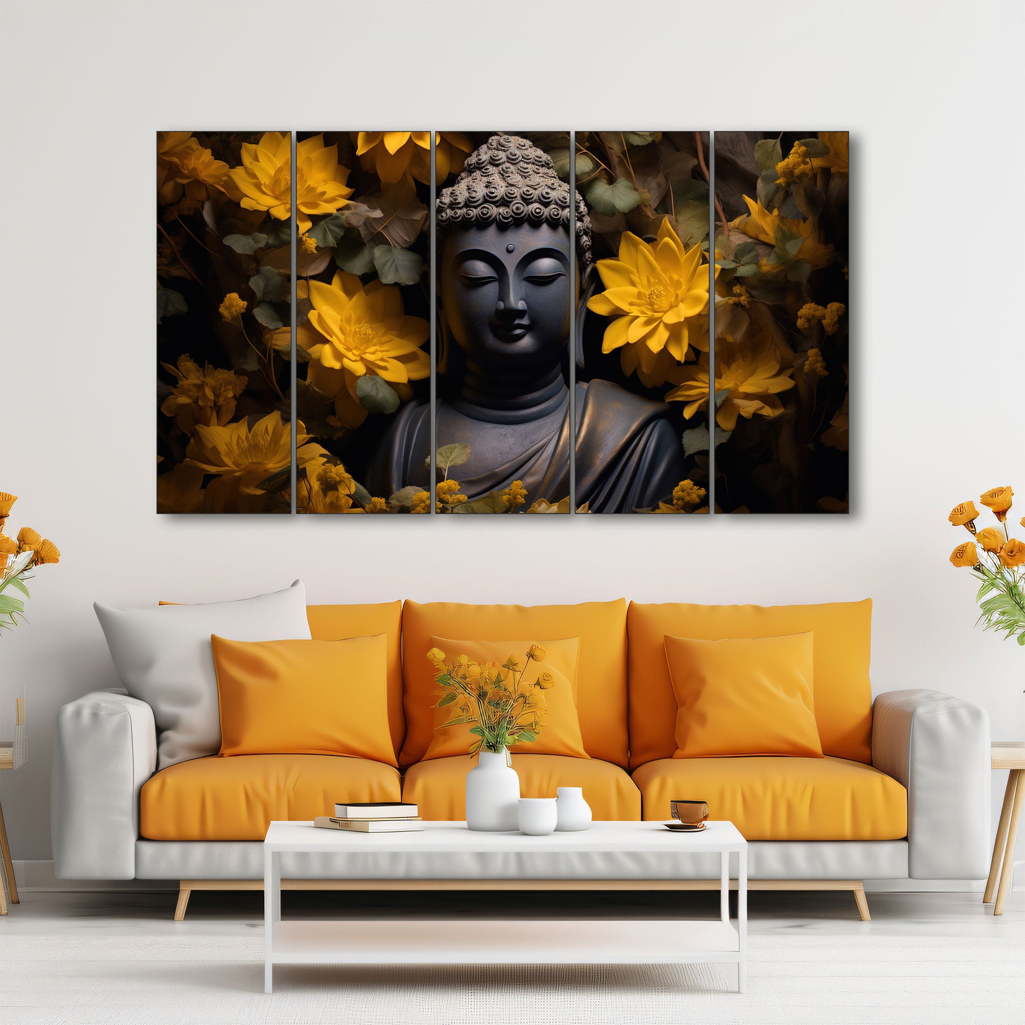 Lord Budha Painting with frame Big Size Wall Art for living room,Bedroom,Drawing room,Hotels