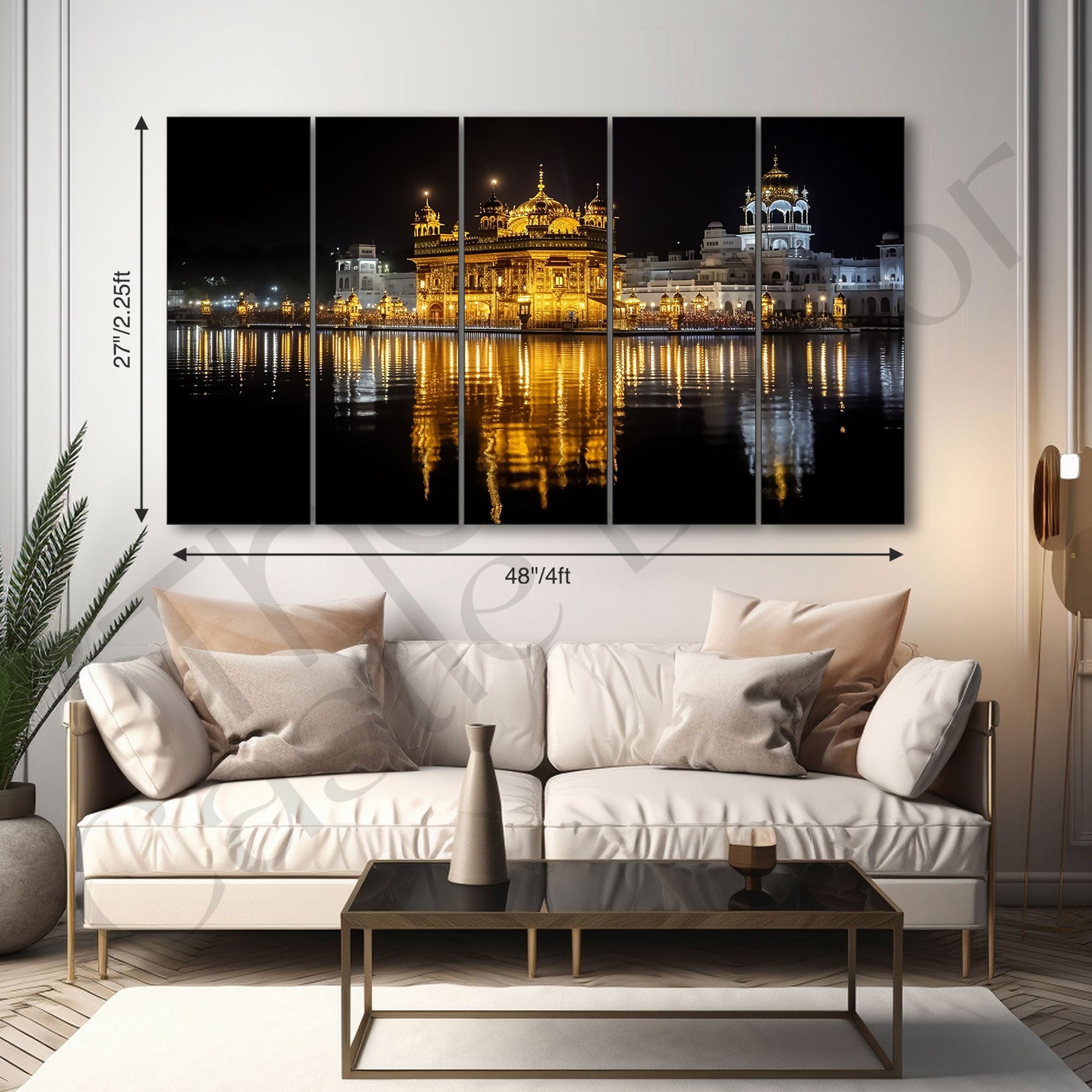 Golden Temple Painting with frame Big Size Wall Art for living room,Bedroom,Drawing room,Hotels
