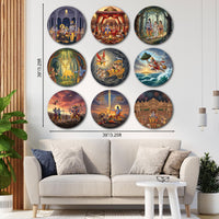 Ramayan Wall Plates – Set of 9 | Decorative Wall Art & Showpiece for Home | Spiritual Wall Decor for Living Room & Pooja Room | Gift for All