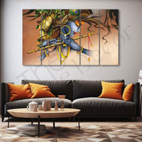 Krishna Flute Painting Set of 5 for Home Decoration 36x60