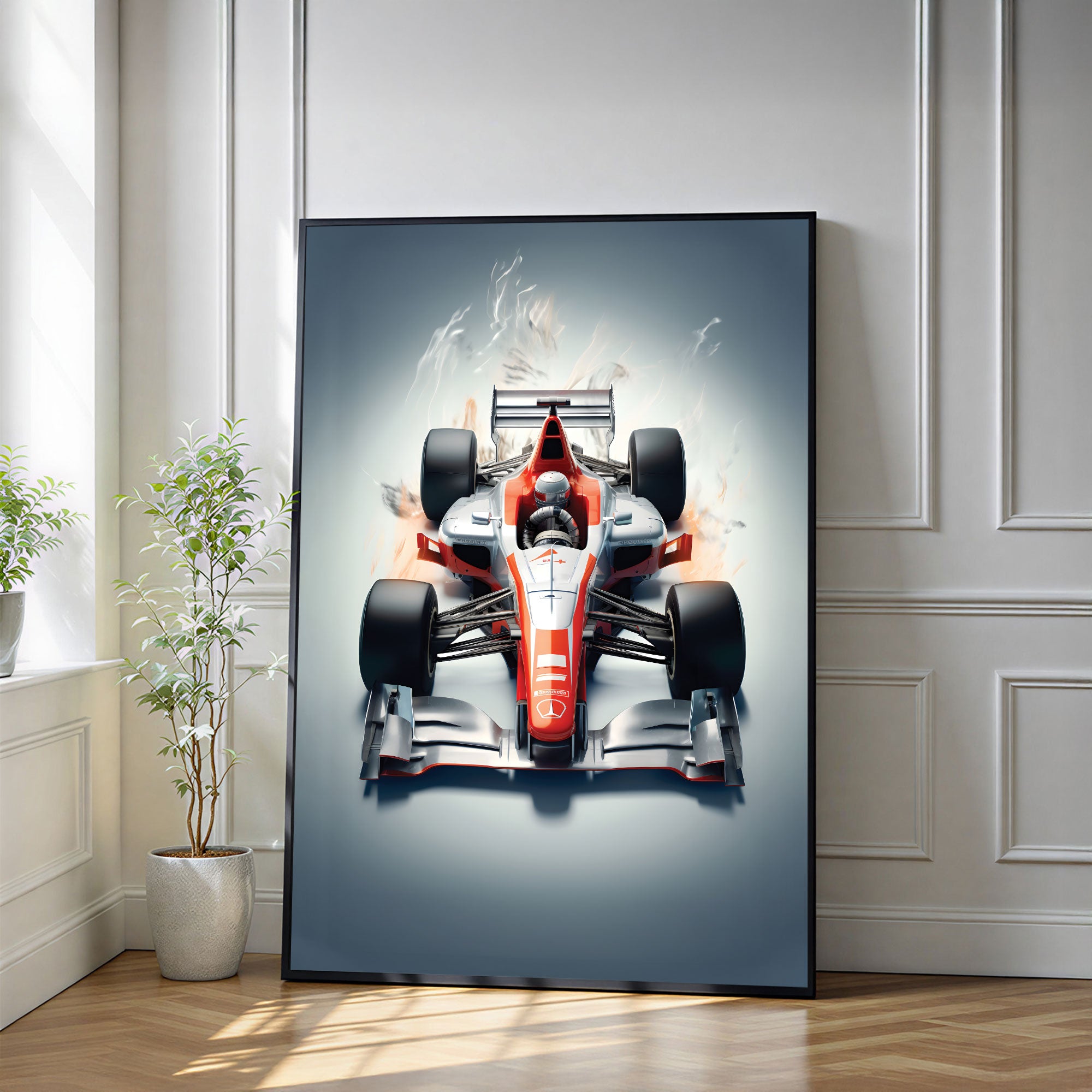 The Castle Decor Formula Racing Car Wall Art, High Speed Motorsports Abstract Artwork with Premium Sparkle Finish, 20×30 Inch Wall Décor for Man Cave & Office