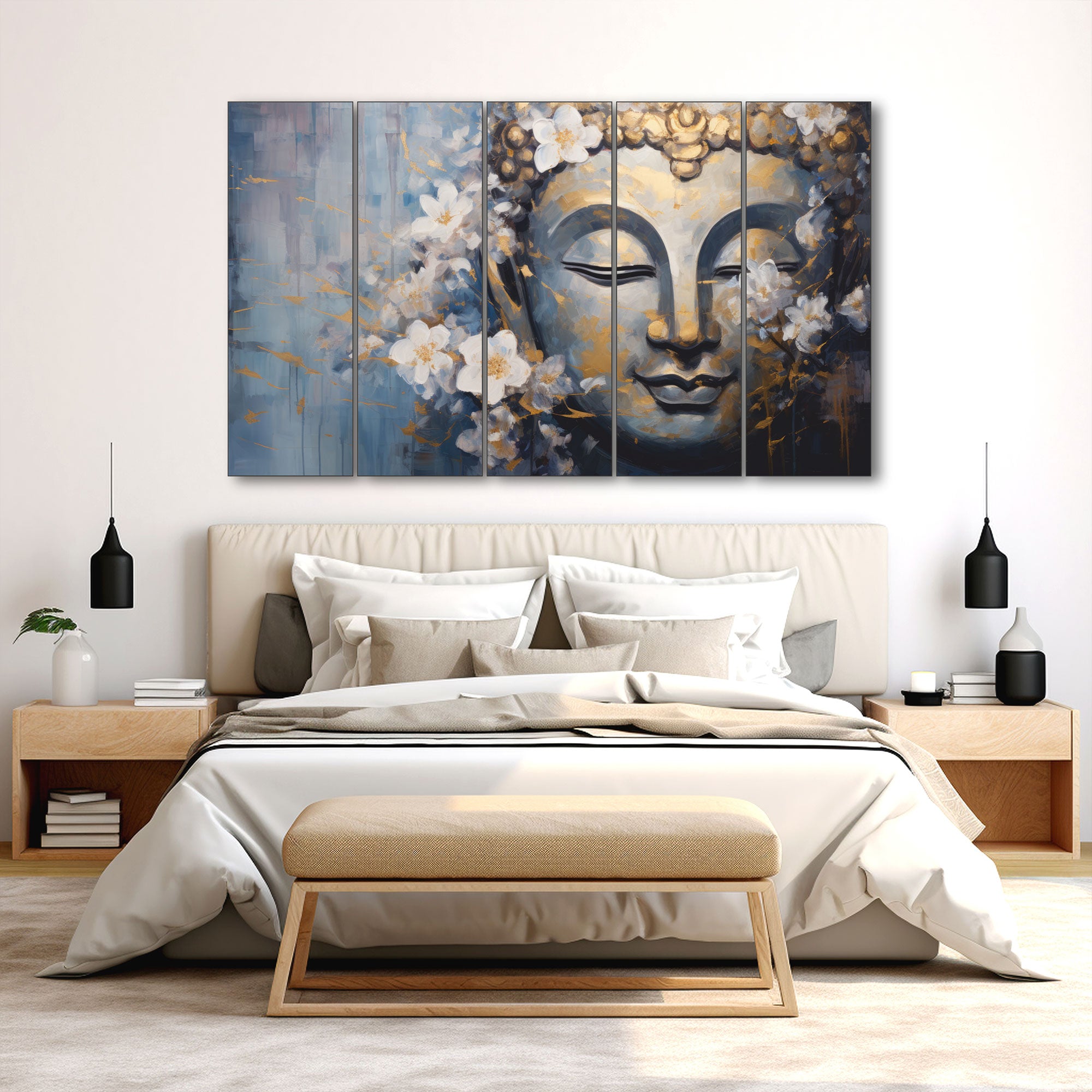 Lord Budha Painting with frame Big Size Wall Art for living room,Bedroom,Drawing room,Hotels