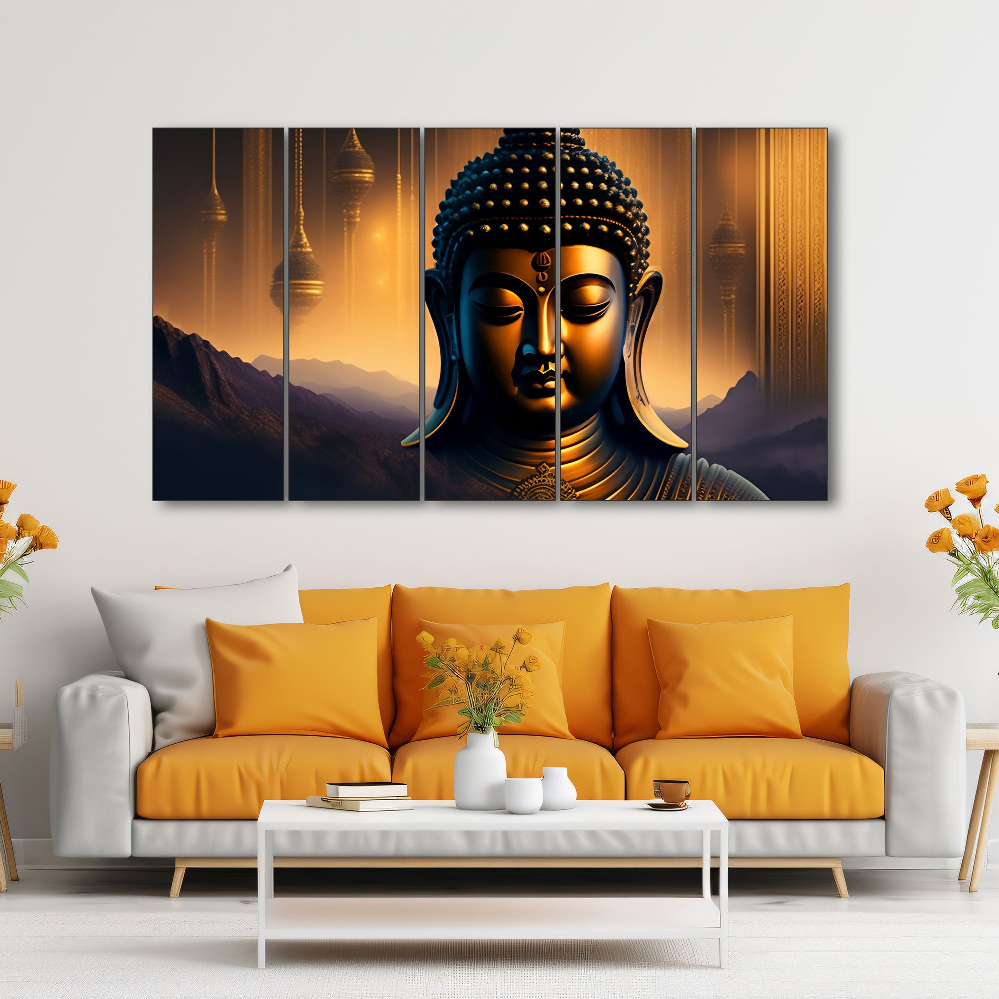 Lord Budha Painting with frame Big Size Wall Art for living room,Bedroom,Drawing room,Hotels