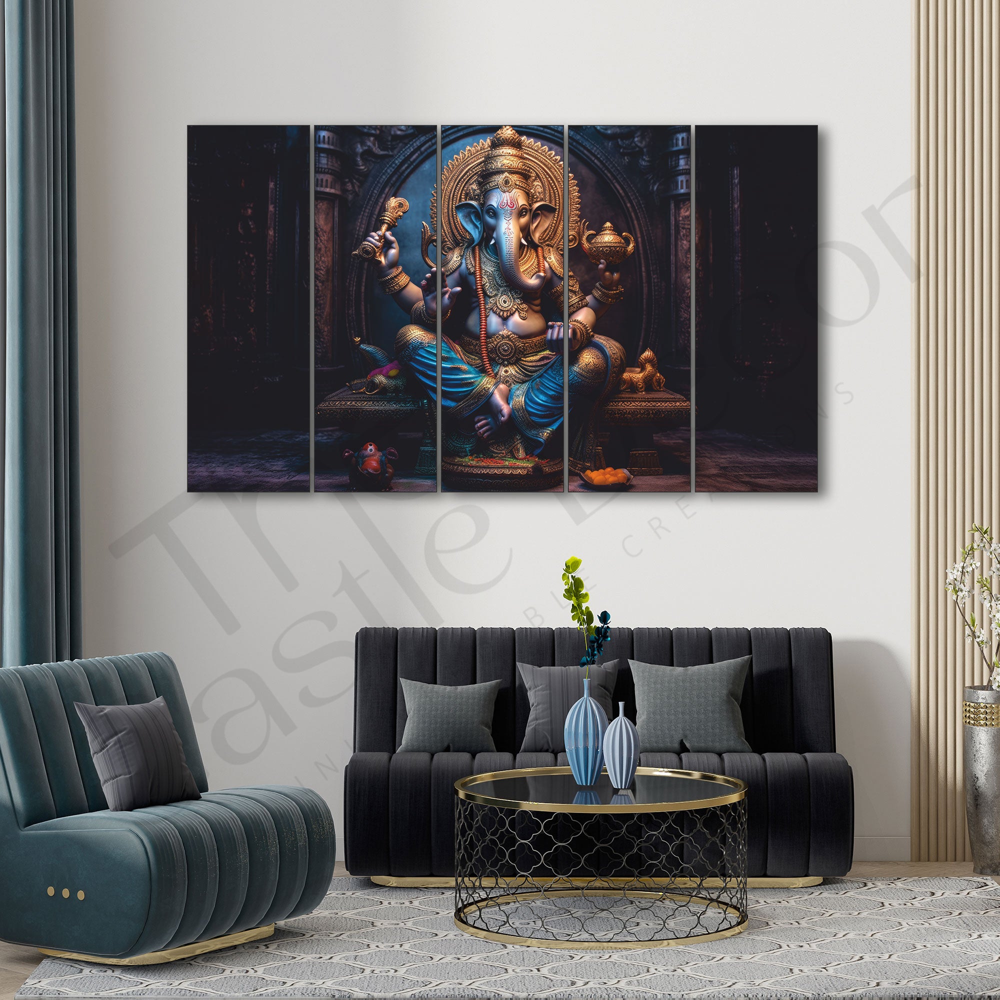Ganesha Painting with frame Big Size Wall Art for living room,Bedroom,Drawing room,Hotels 36x60"