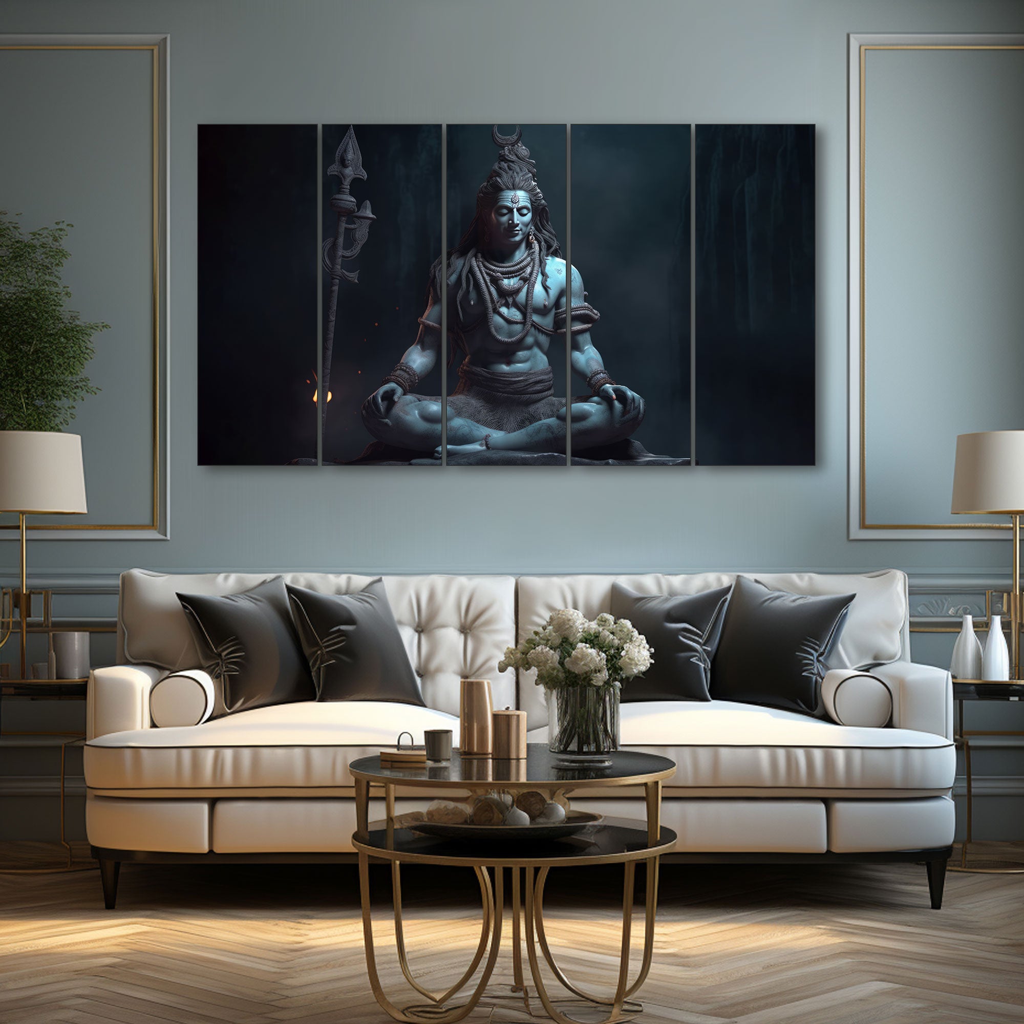 Lord Shiva Painting with frame Big Size Wall Art for living room,Bedroom,Drawing room,Hotels
