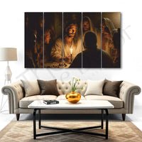 Jesus christ last supper assembly Set of 5 Big Size Multiple Frames Wall Art Painting for living room,Bedroom,Drawing room,Hotels-Wooden Framed-Digital Painting