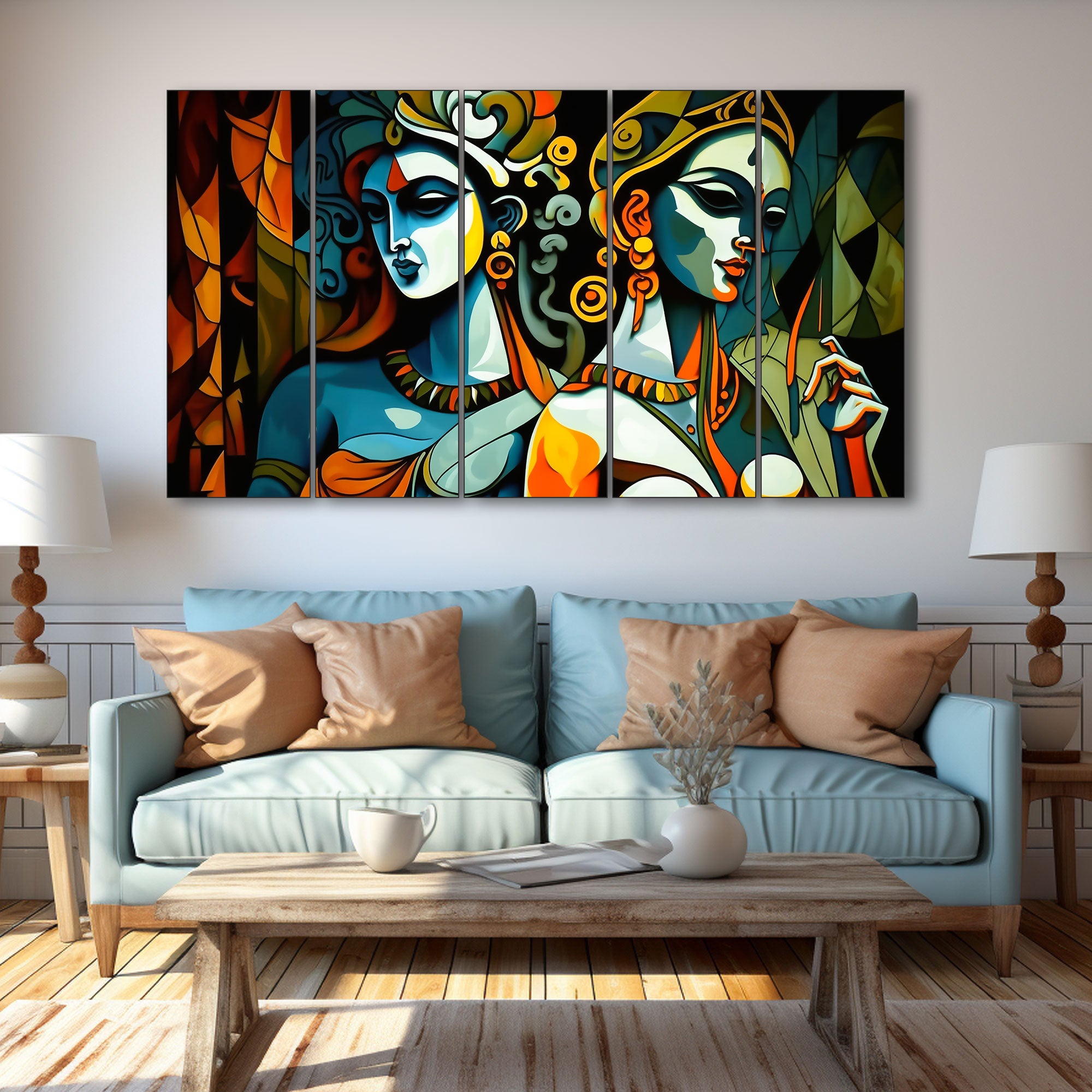Radha Krishna Painting with frame Big Size Wall Art for living room,Bedroom,Drawing room,Hotels