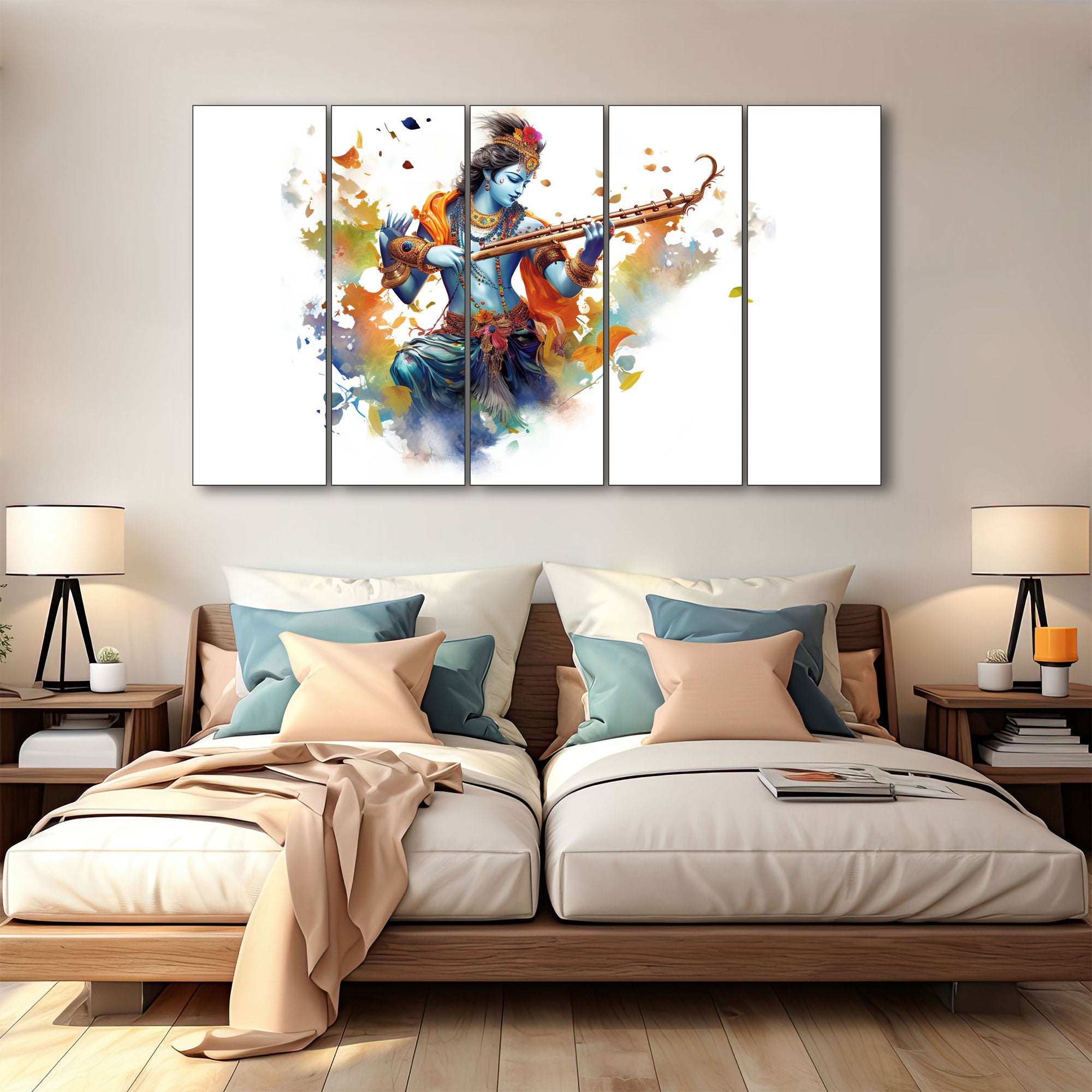 Krishna Ji Painting with frame Big Size Wall Art for living room,Bedroom,Drawing room,Hotels
