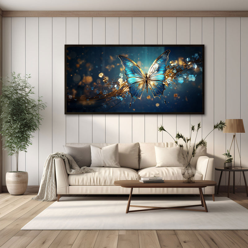 Golden butterfly Canvas painting Big Size Wall Art for living room,Bedroom,Drawing room,Hotels