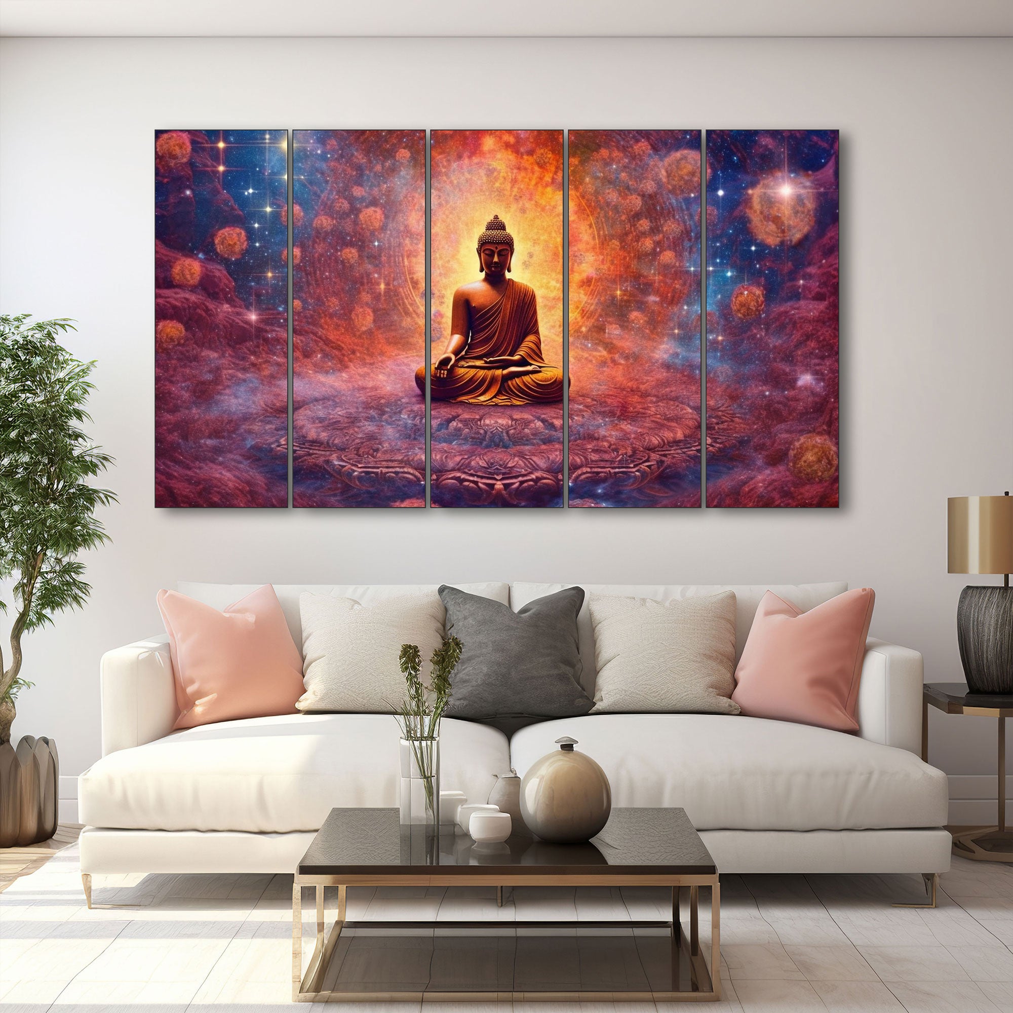 Lord Budha Painting with frame Big Size Wall Art for living room,Bedroom,Drawing room,Hotels