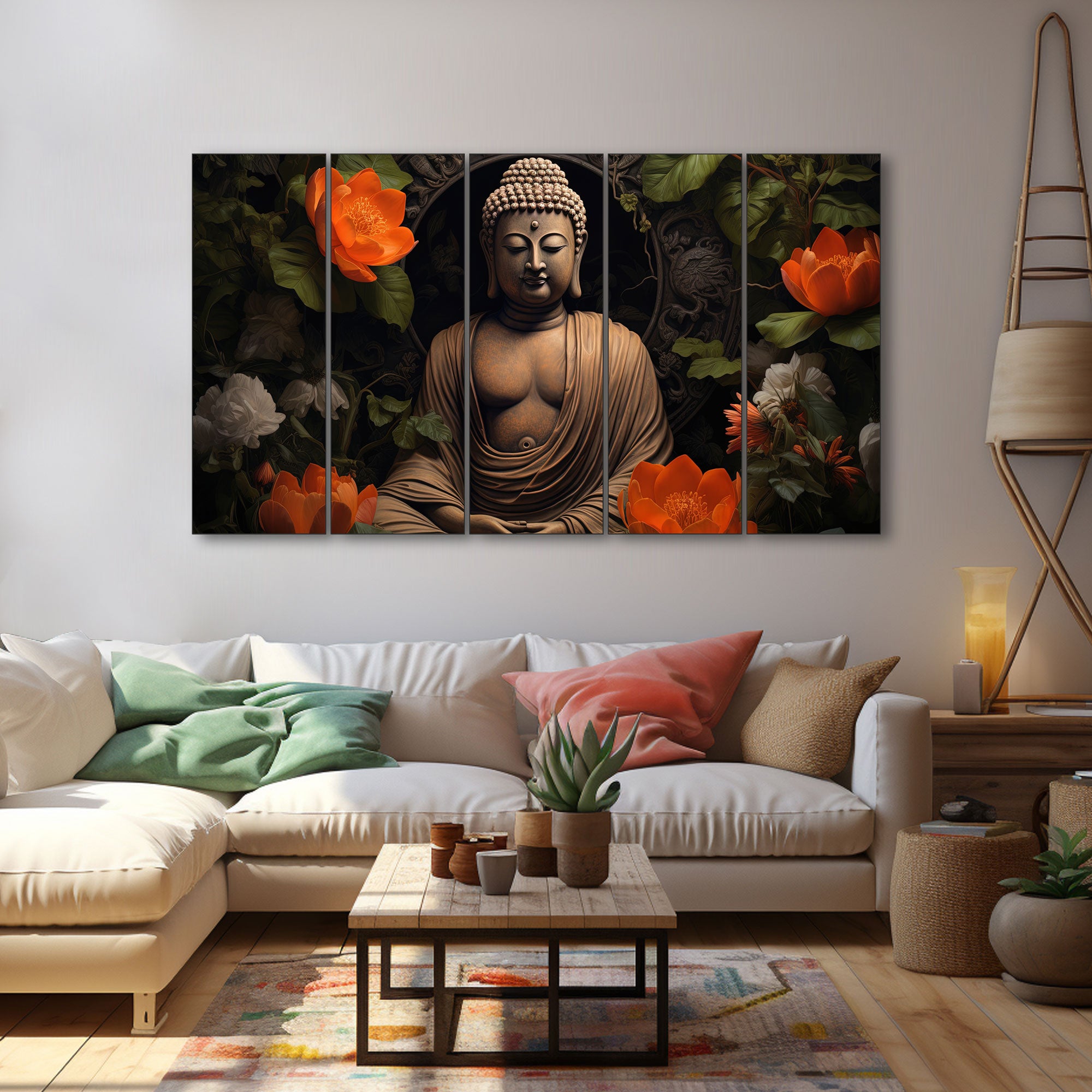 Lord Budha Painting with frame Big Size Wall Art for living room,Bedroom,Drawing room,Hotels