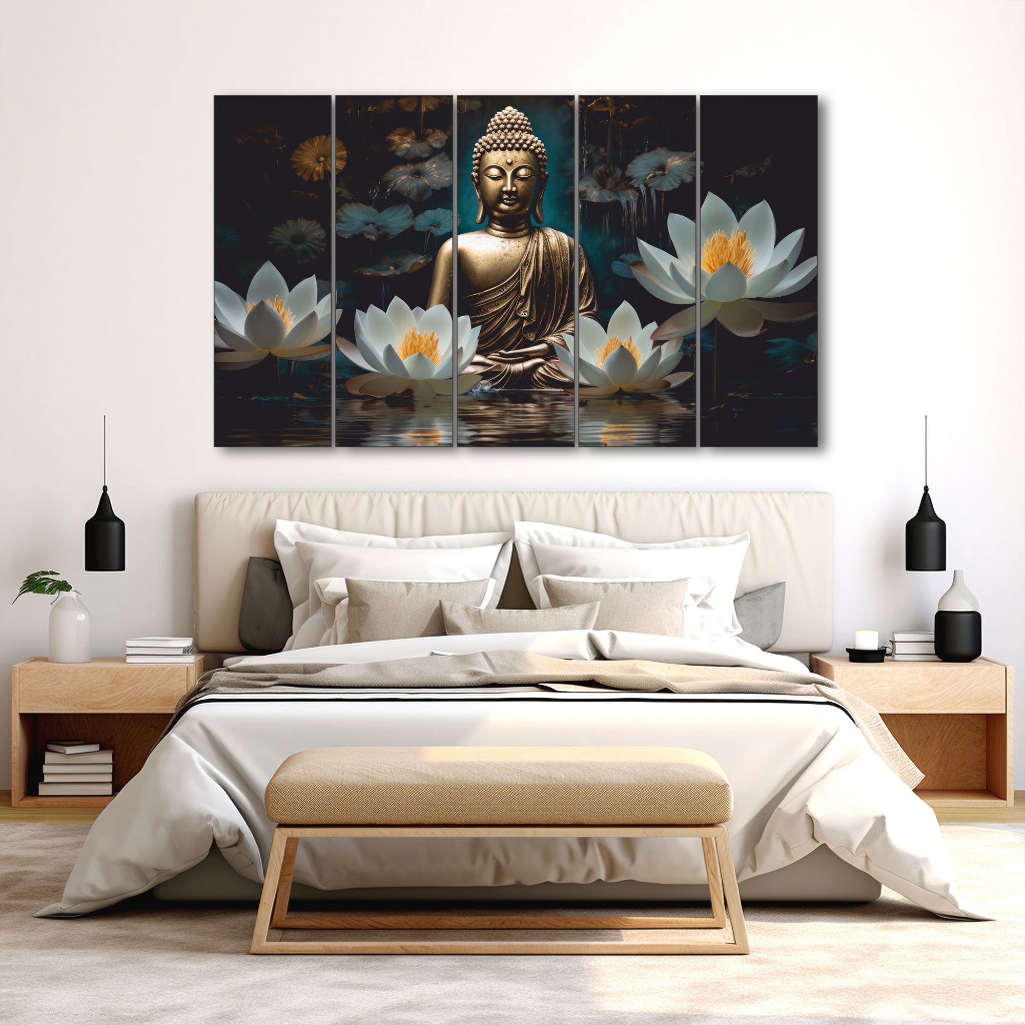 Lord Budha Painting with frame Big Size Wall Art for living room,Bedroom,Drawing room,Hotels