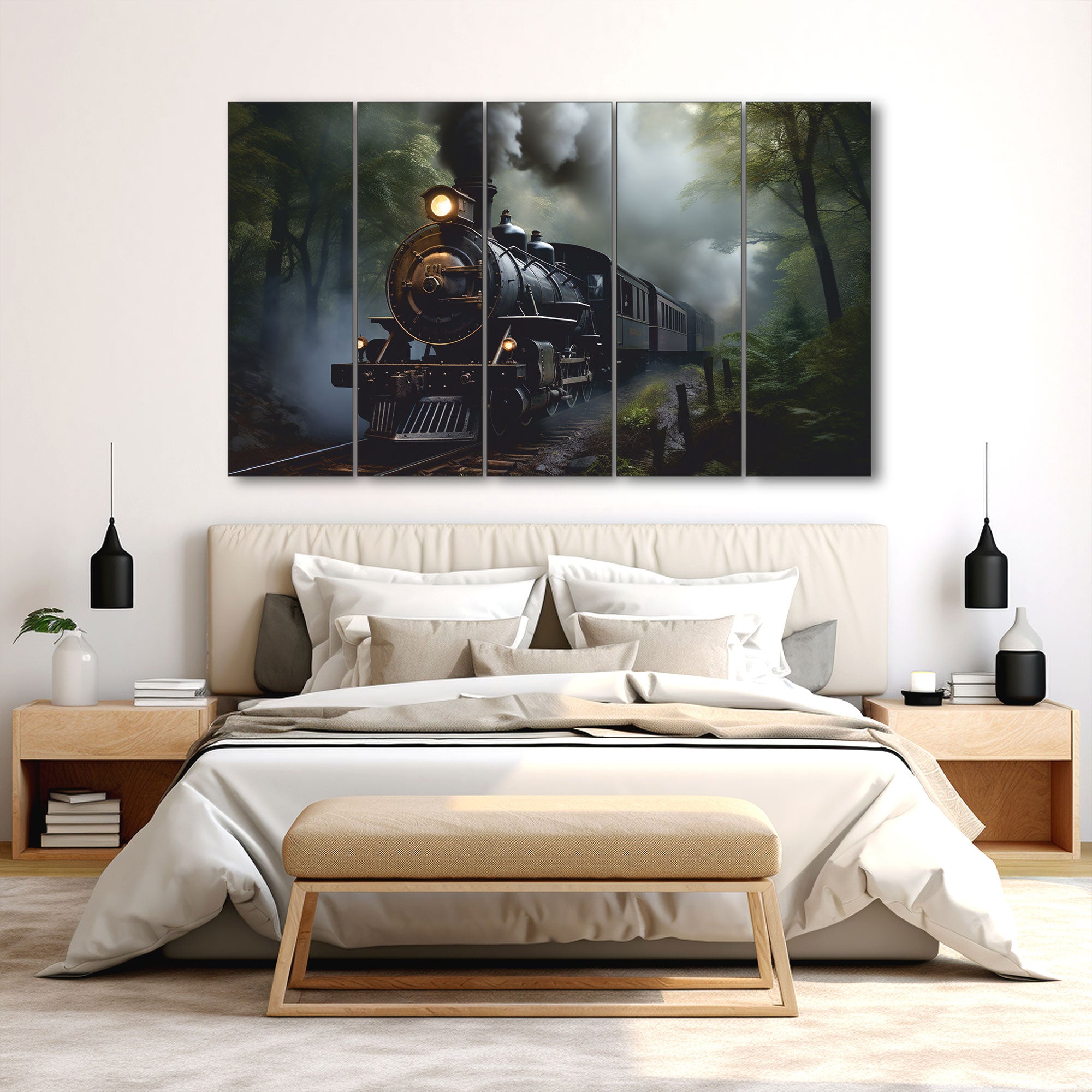 Train Painting with frame Big Size Wall Art for living room,Bedroom,Drawing room,Hotels