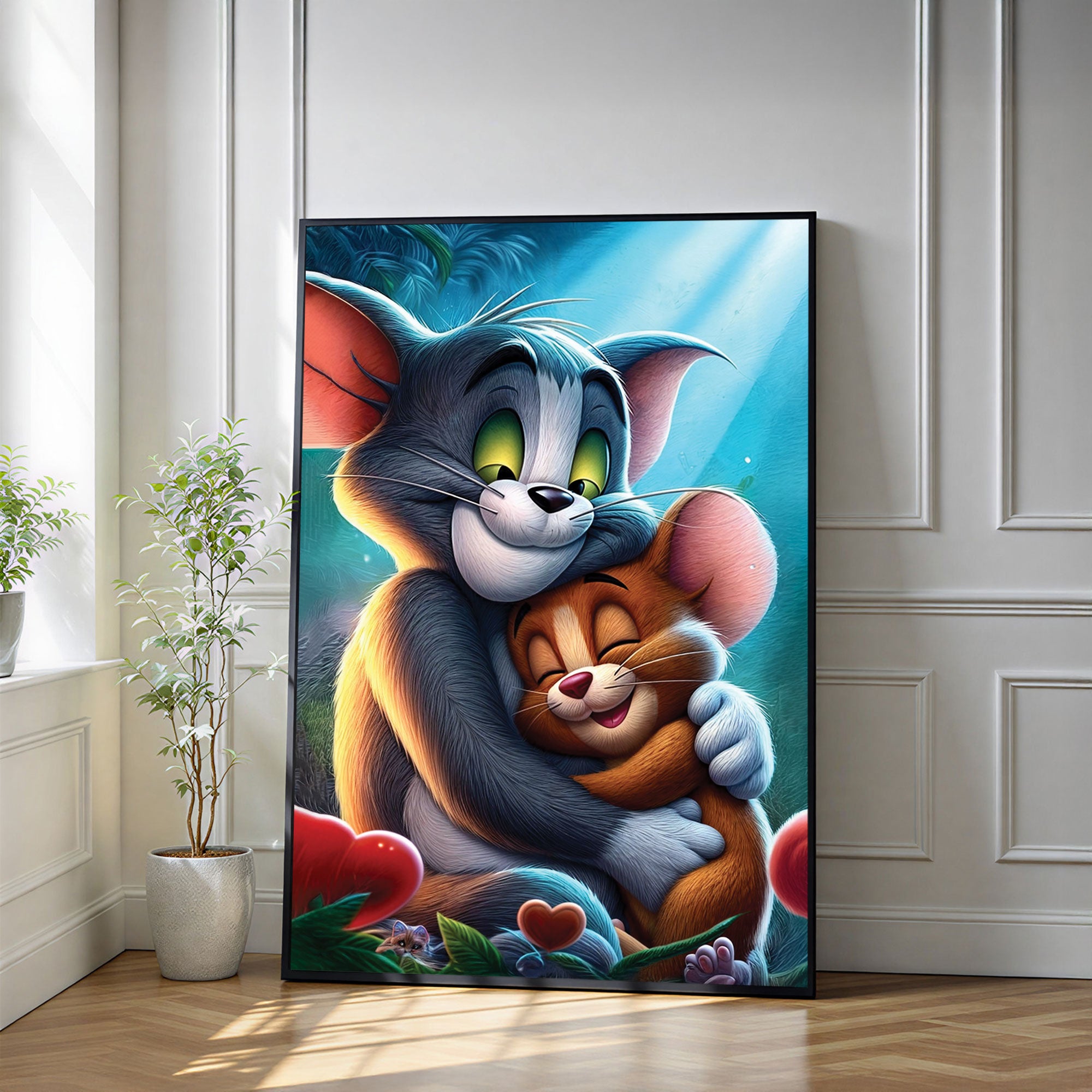The Castle Decor Cute Cartoon Love Wall Art Poster, Friendship & Affection Illustration Artwork with Premium Sparkle Finish, 20×30 Inch Wall Décor for Kids Room & Bedroom