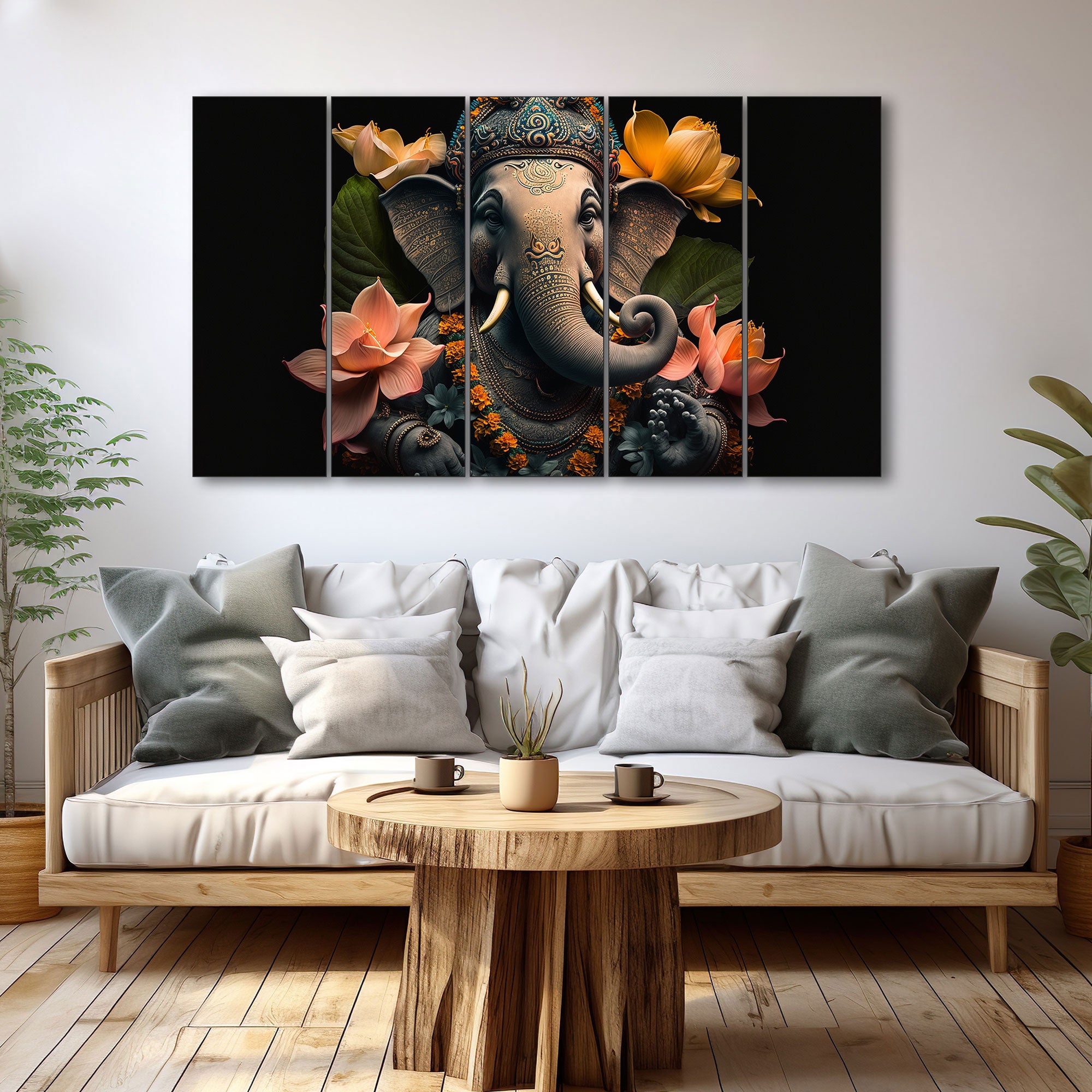 Lord Ganesha Painting with frame Big Size Wall Art for living room,Bedroom,Drawing room,Hotels
