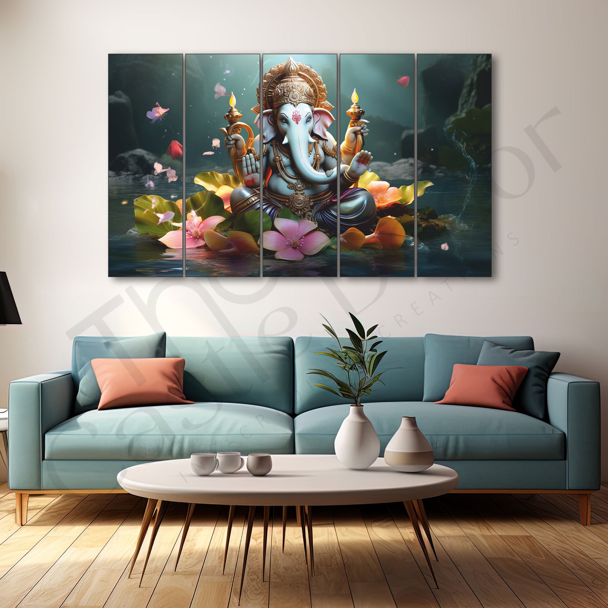 Ganesha Painting with frame Big Size Wall Art for living room,Bedroom,Drawing room,Hotels
