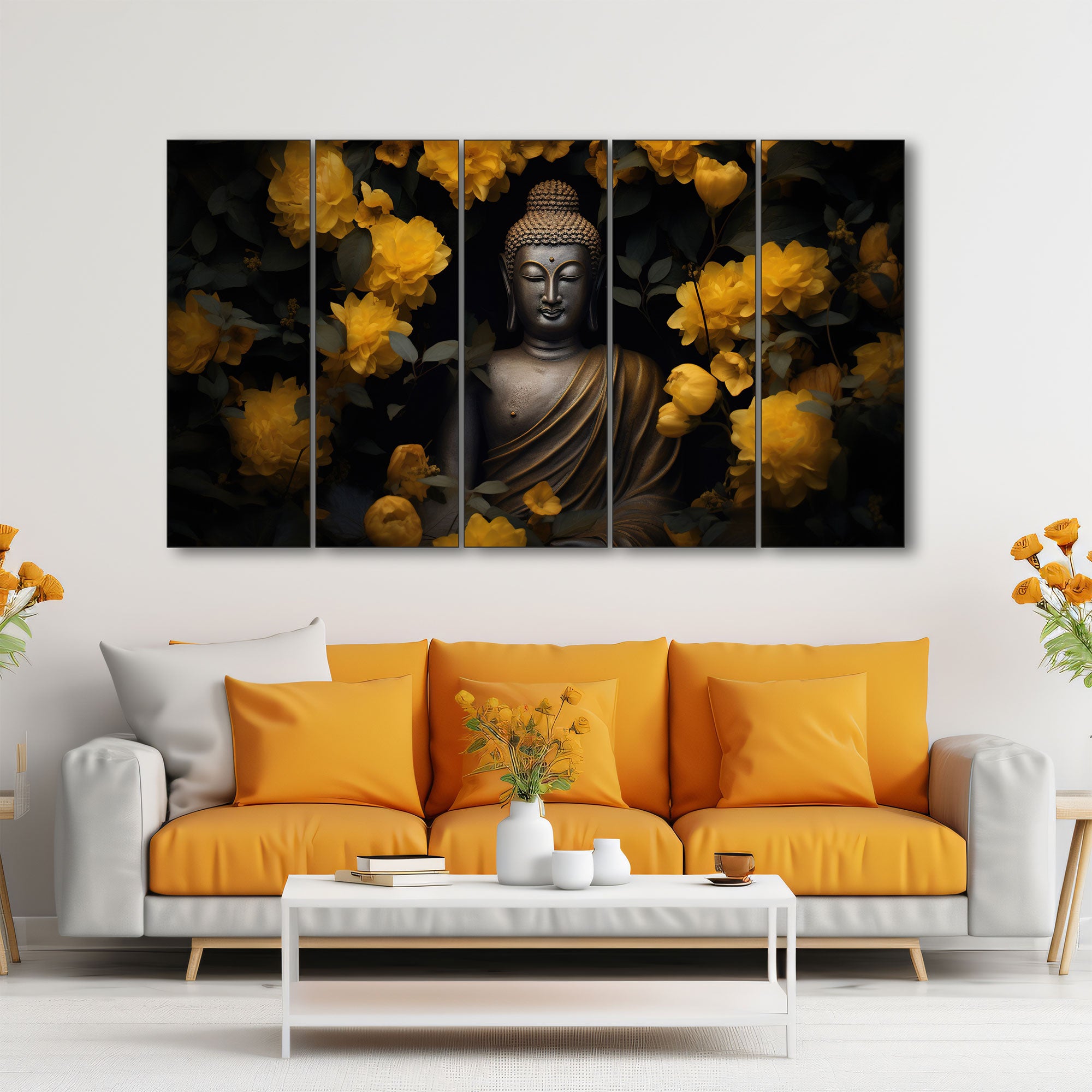 Lord Budha Painting with frame Big Size Wall Art for living room,Bedroom,Drawing room,Hotels