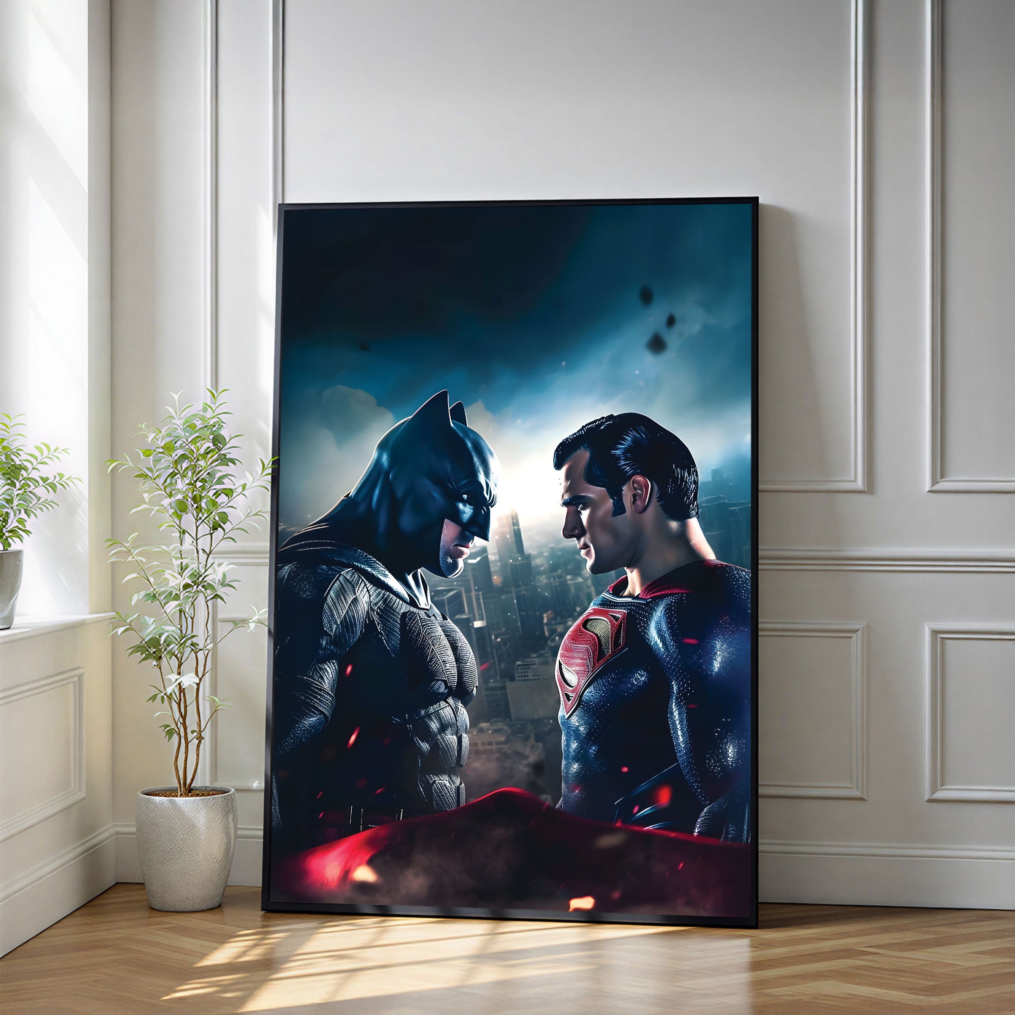 The Castle Decor Superhero Face-Off Wall Art Poster, Epic Hero vs Rival Cinematic Style Artwork with Premium Sparkle Finish, 20×30 Inch Wall Décor for Gaming Room