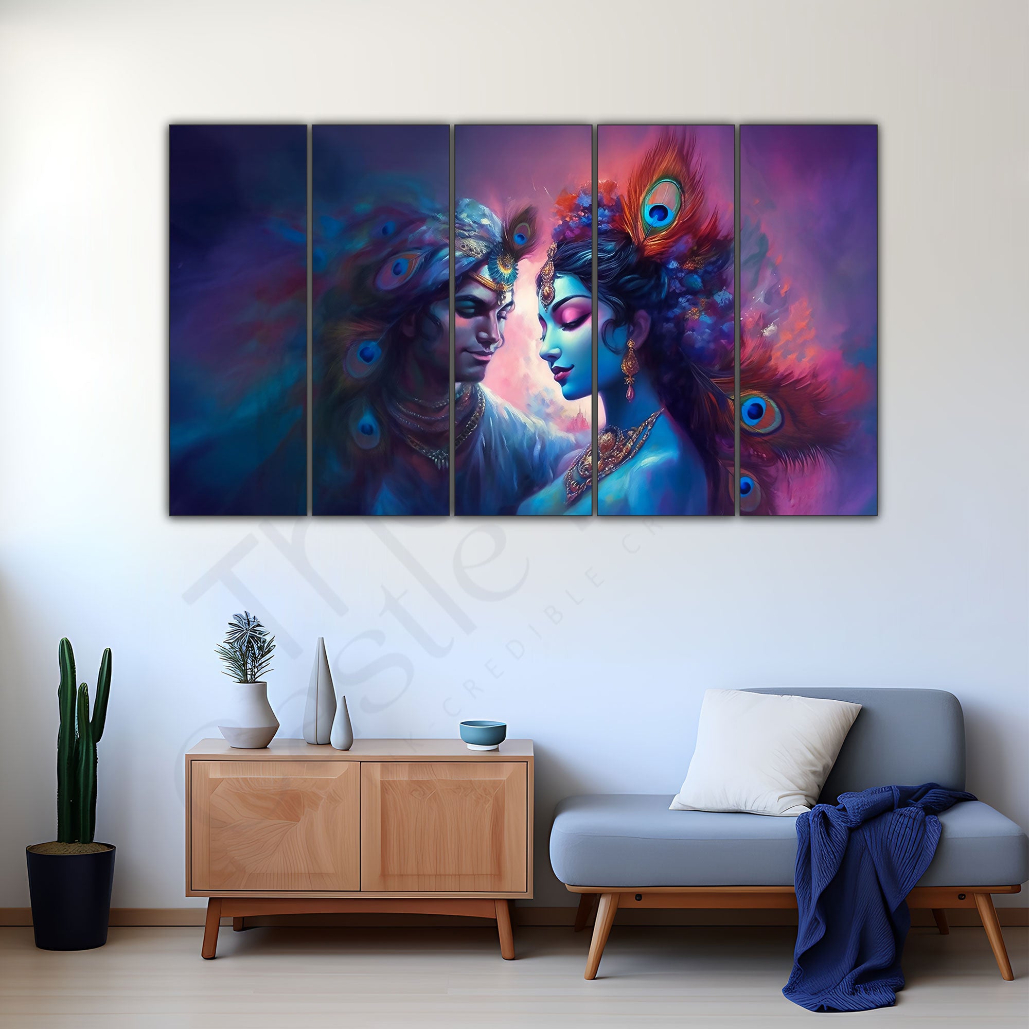 Radha Krishna Painting with frame Big Size Wall Art for living room,Bedroom,Drawing room,Hotels