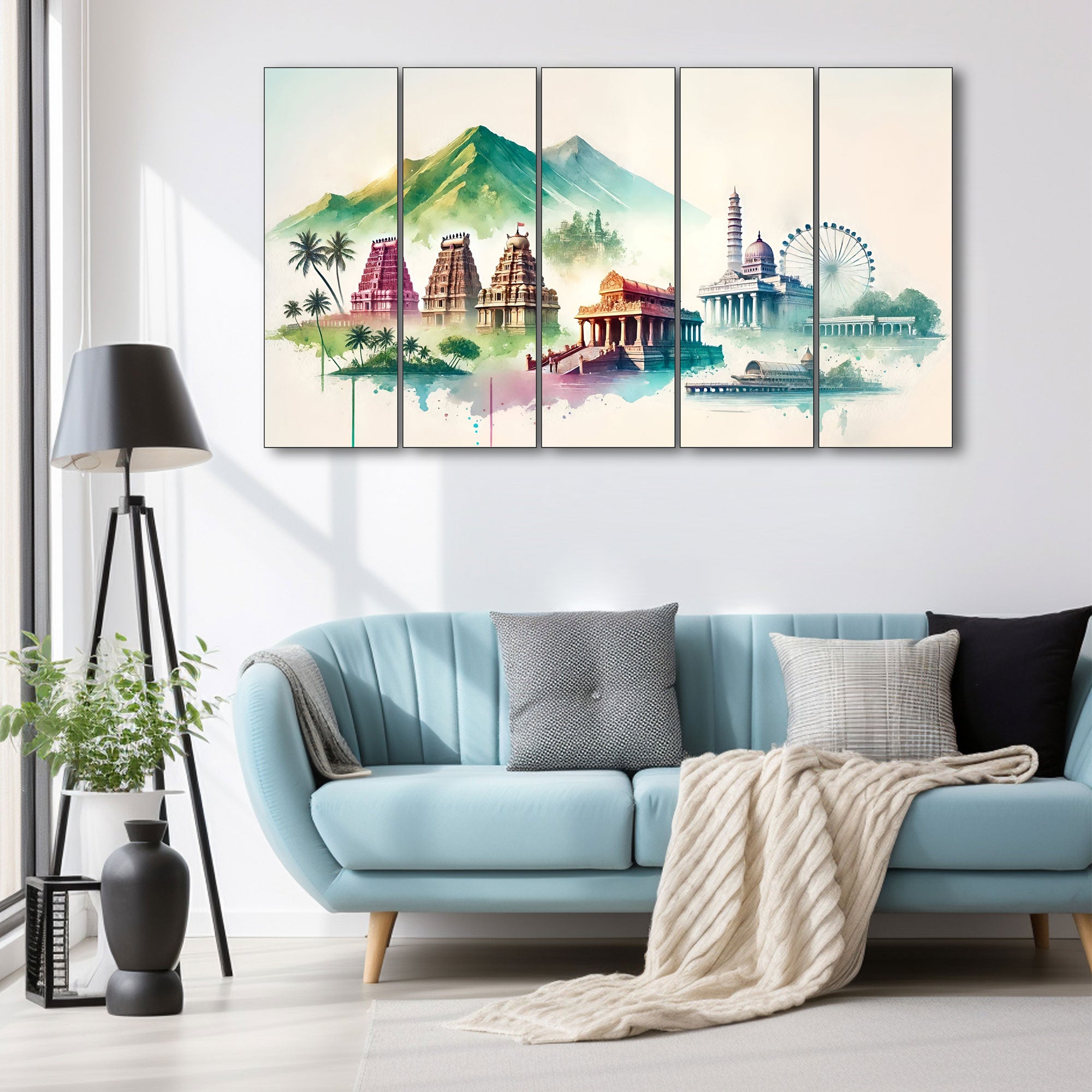 Temple Painting with frame Big Size Wall Art for living room,Bedroom,Drawing room,Hotels