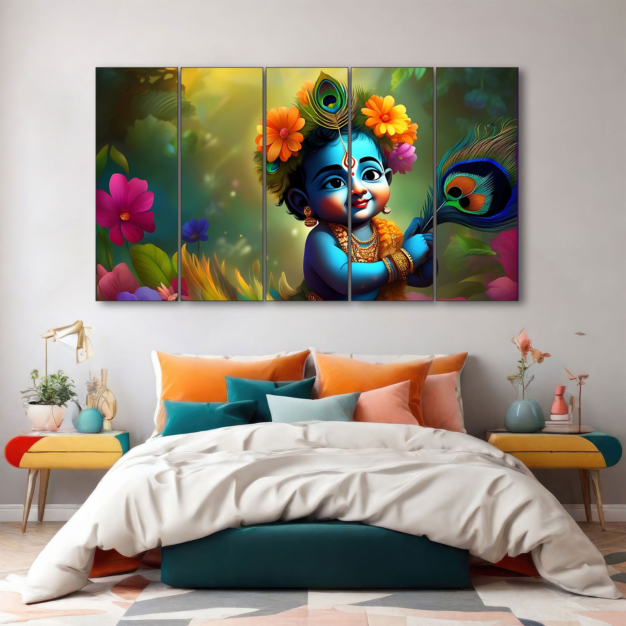 Bal Gopal Painting with frame Big Size Wall Art for living room,Bedroom,Drawing room,Hotels