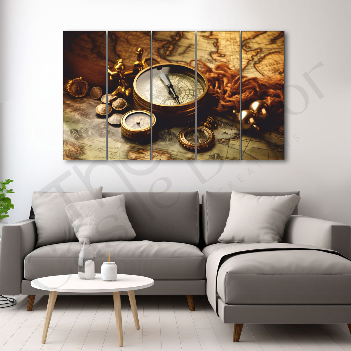 The Castle Decor World Map Painting With Frame 5 Big Size Multiple Frames Wall Art Painting for Living Room,bedroom,drawing Room,hotels-wooden Framed-digital Painting