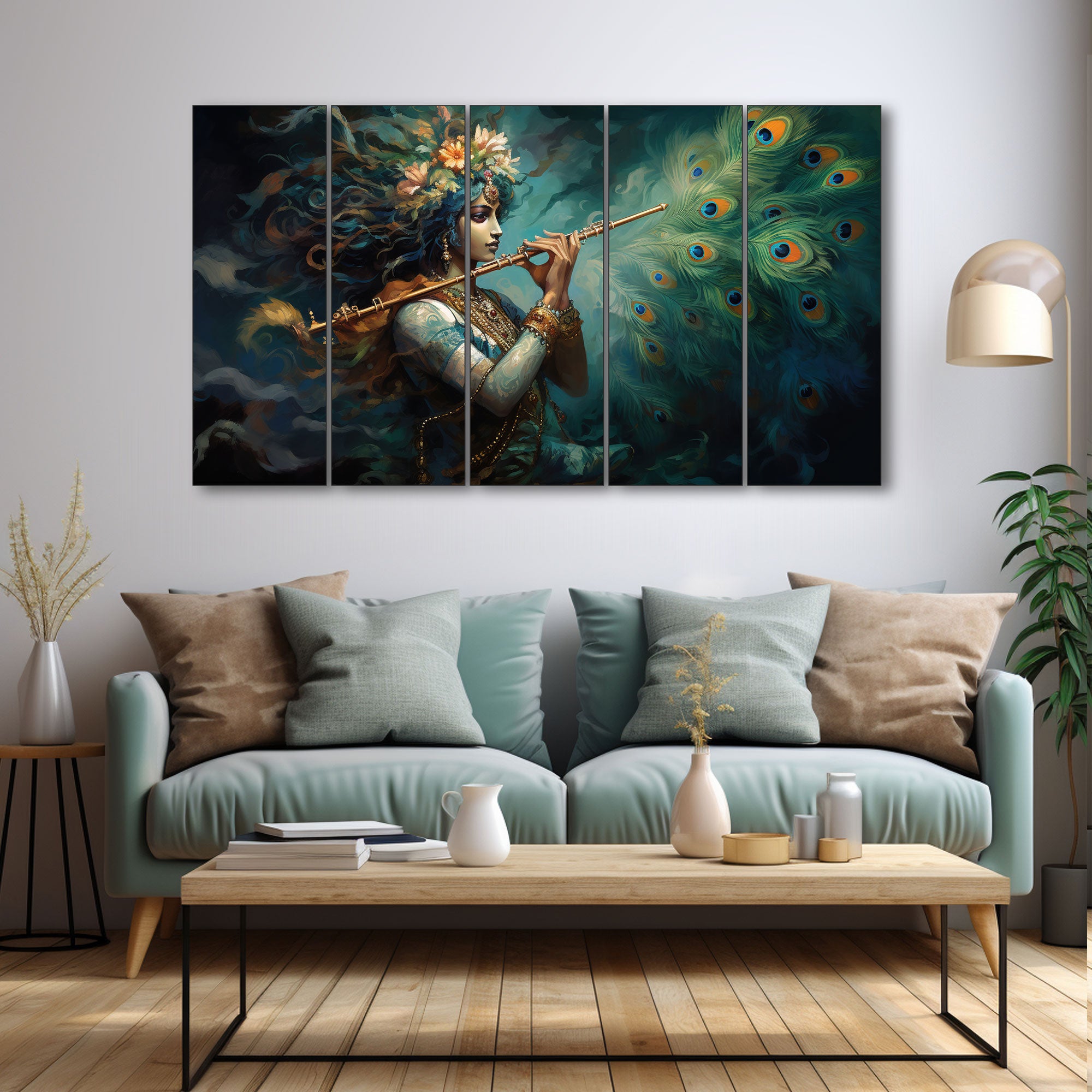 Krishna Ji Painting with frame Big Size Wall Art for living room,Bedroom,Drawing room,Hotels