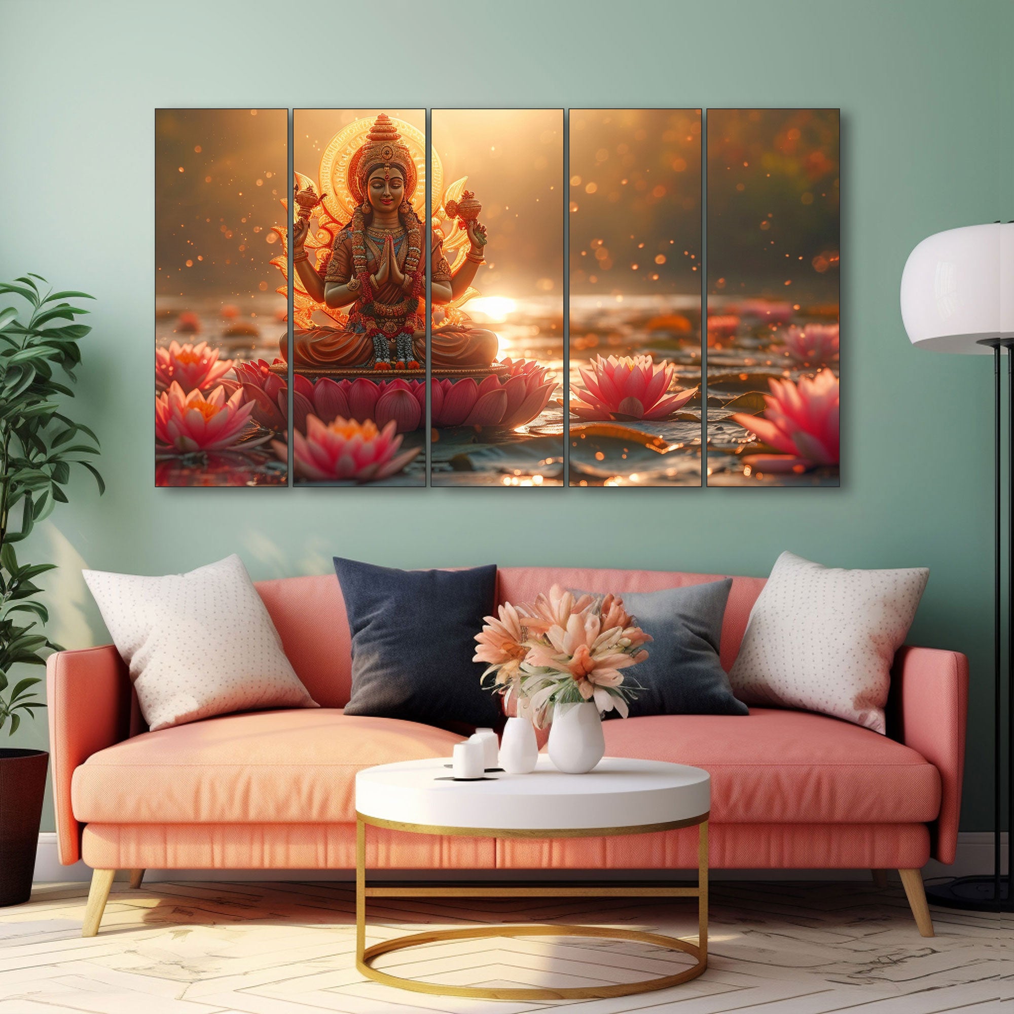 Goddess Laxmi ji Painting with frame Big Size Wall Art for living room,Bedroom,Drawing room,Hotels