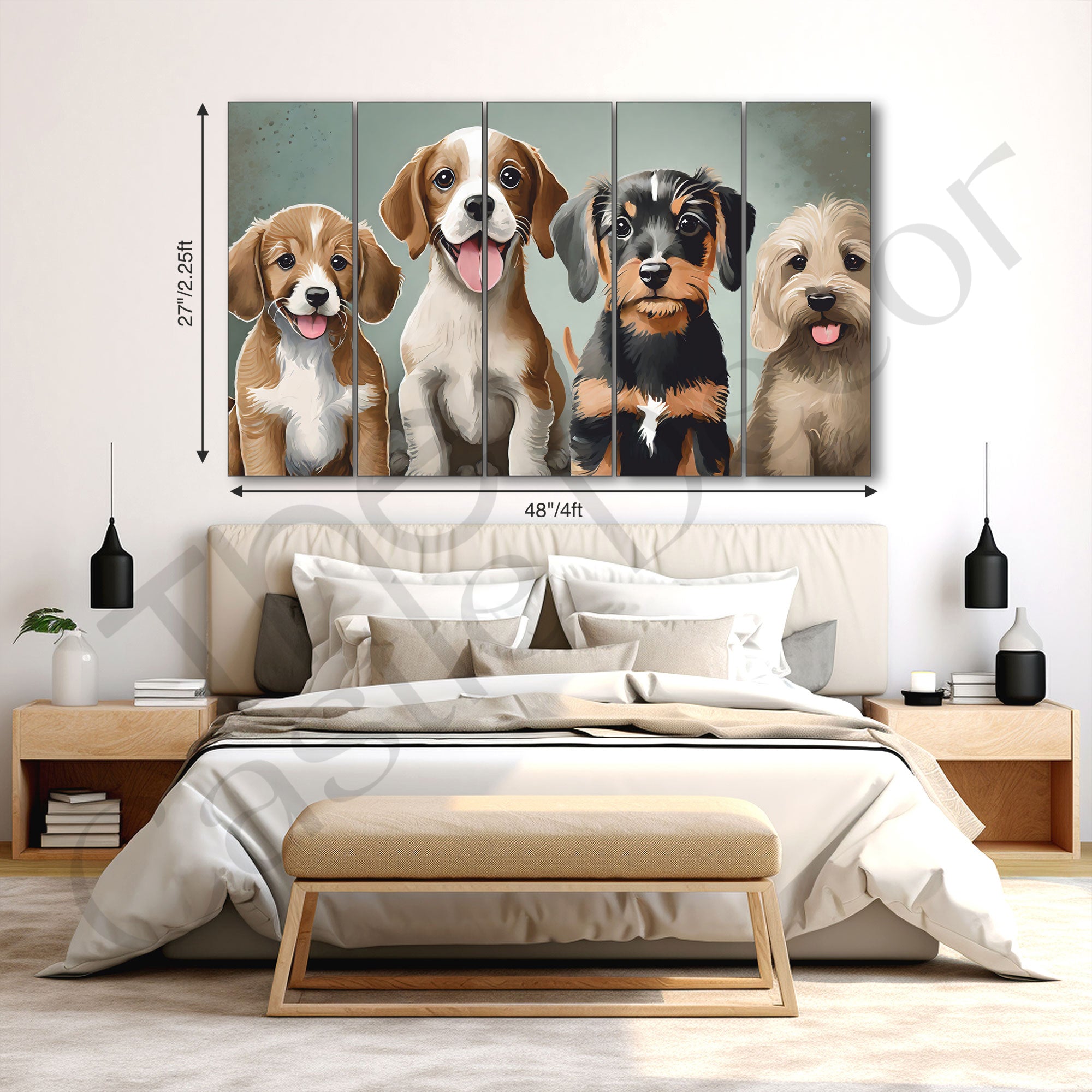 Dogs Painting with frame Big Size Wall Art for living room,Bedroom,Drawing room,Hotels