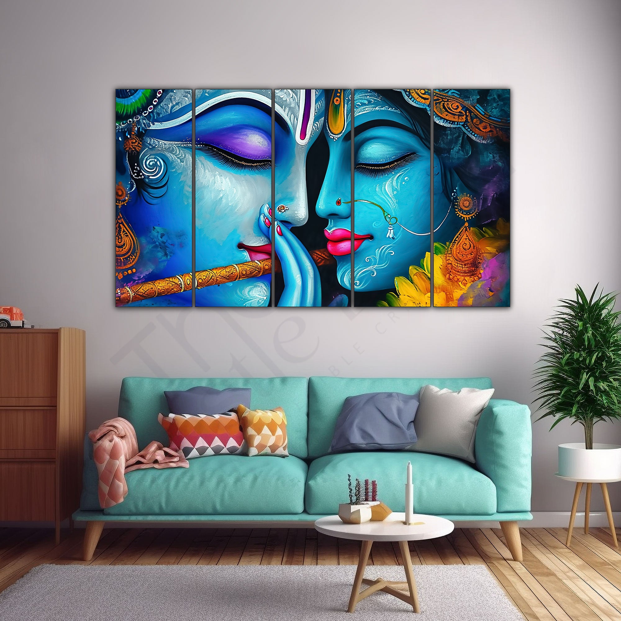 Radha Krishna Painting with frame Big Size Wall Art for living room,Bedroom,Drawing room,Hotels