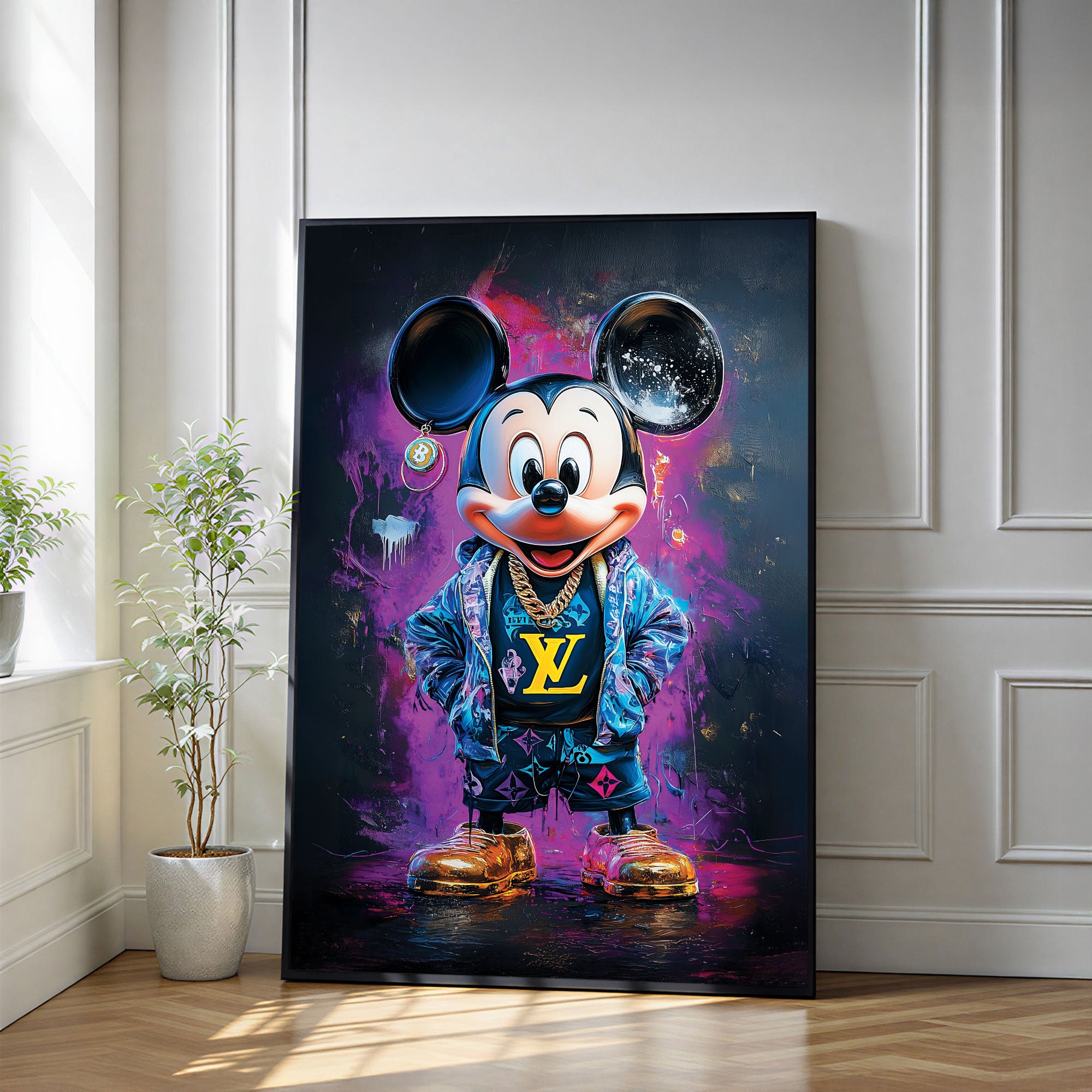 The Castle Decor Luxury Mouse Pop Art Wall Poster, Designer Fashion Street Artwork with Sparkle Finish, 20×30 Inch Wall Décor for Bedroom & Modern Interiors