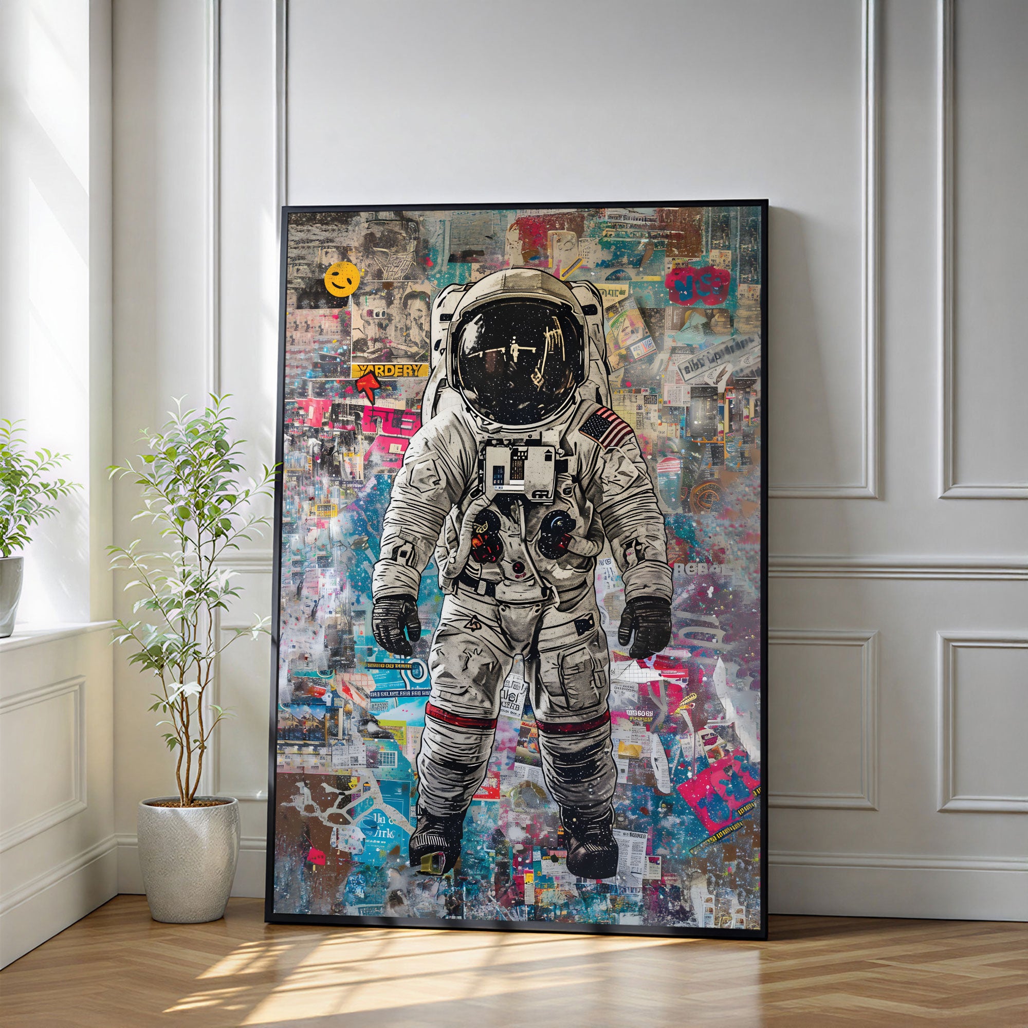The Castle Decor Astronaut Street Art Wall Poster, Cosmic Space Pop Art Artwork with Premium Sparkle Finish, 20×30 Inch Wall Décor for Bedroom, Studio & Gaming Room