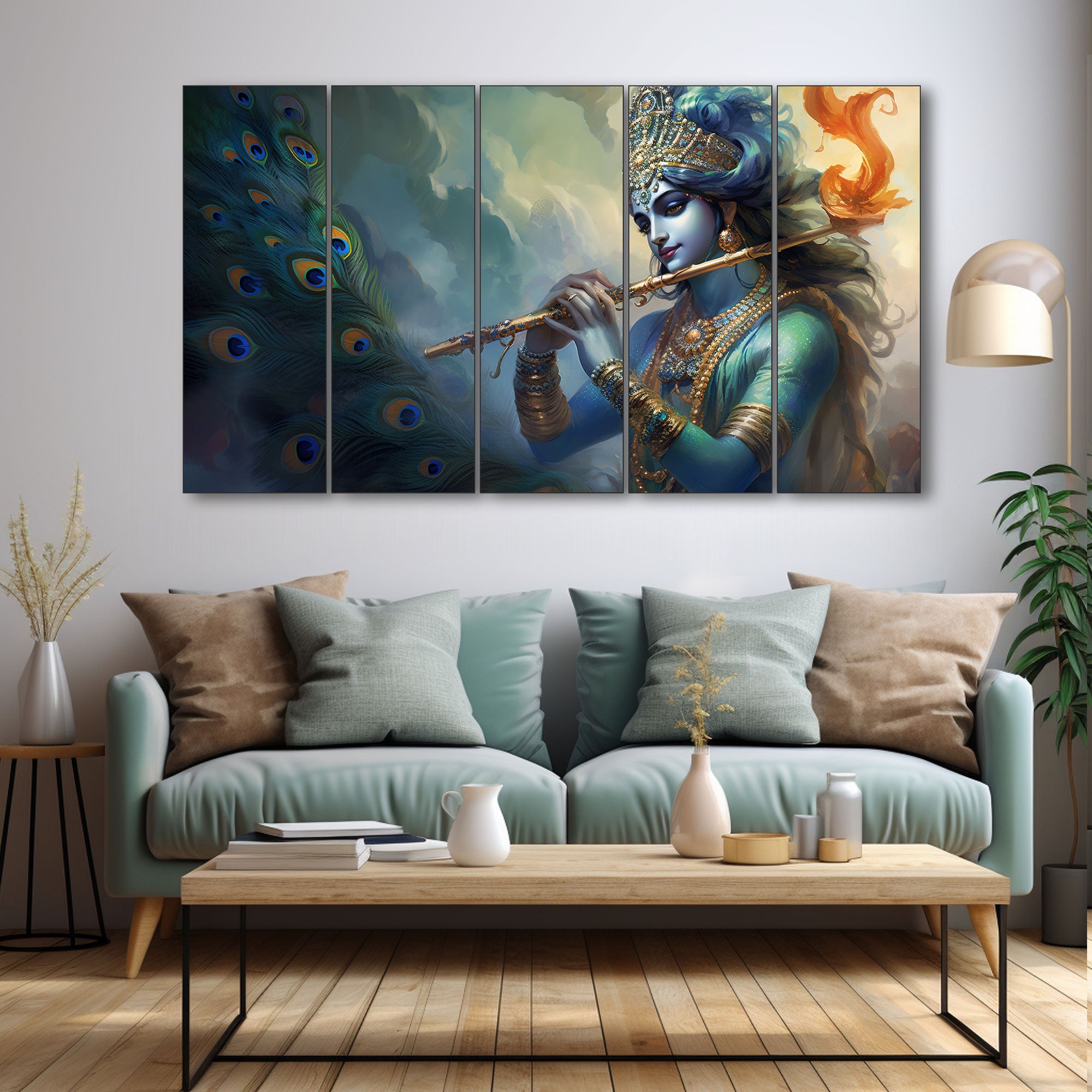 Krishna Ji Painting with frame Big Size Wall Art for living room,Bedroom,Drawing room,Hotels