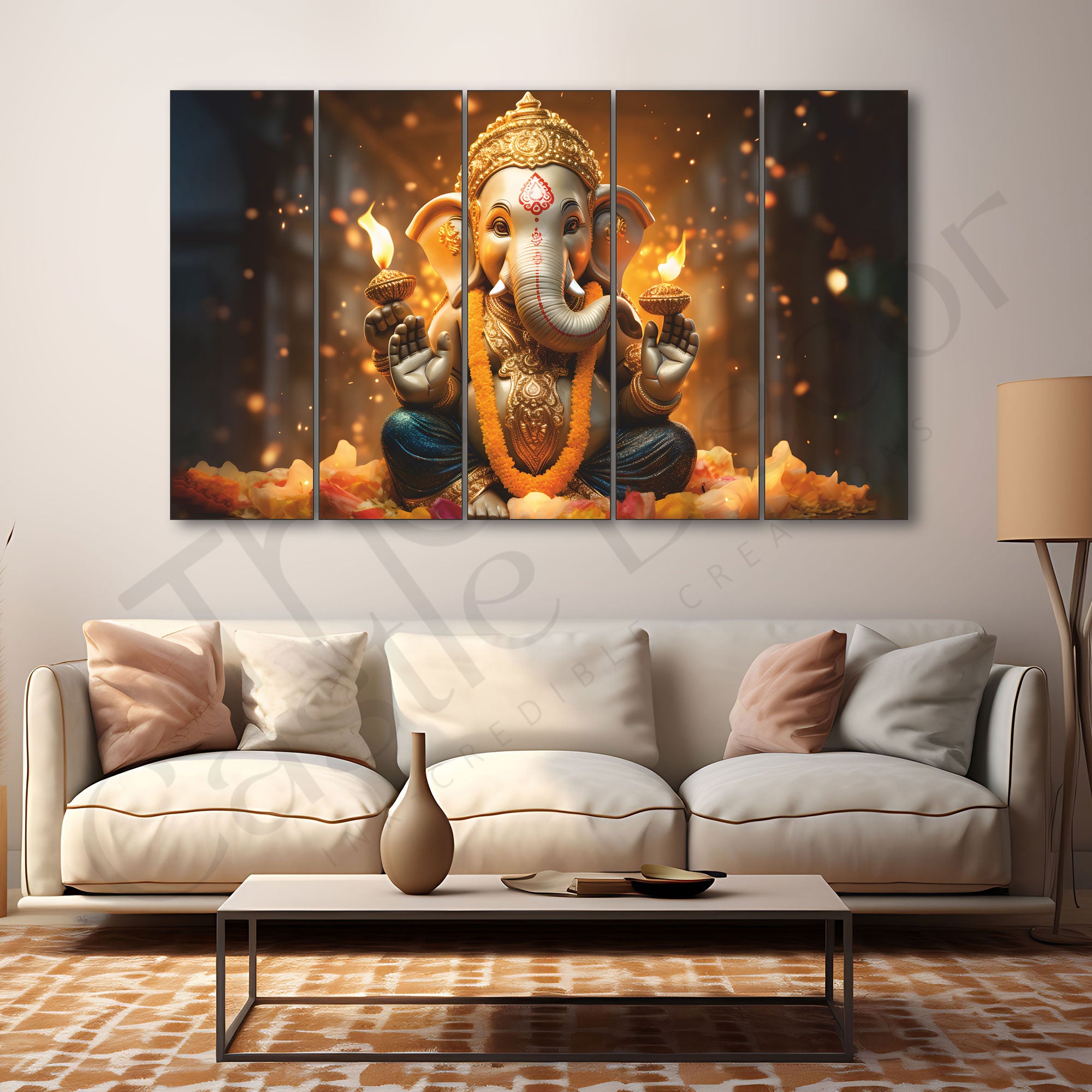 Ganesha Painting with frame Big Size Wall Art for living room,Bedroom,Drawing room,Hotels