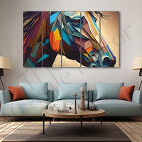 Multicolour Set of 5 Big Size Multiple Frames Wall Art Painting for living room,Bedroom,Drawing room,Hotels-Wooden Framed-Digital Painting