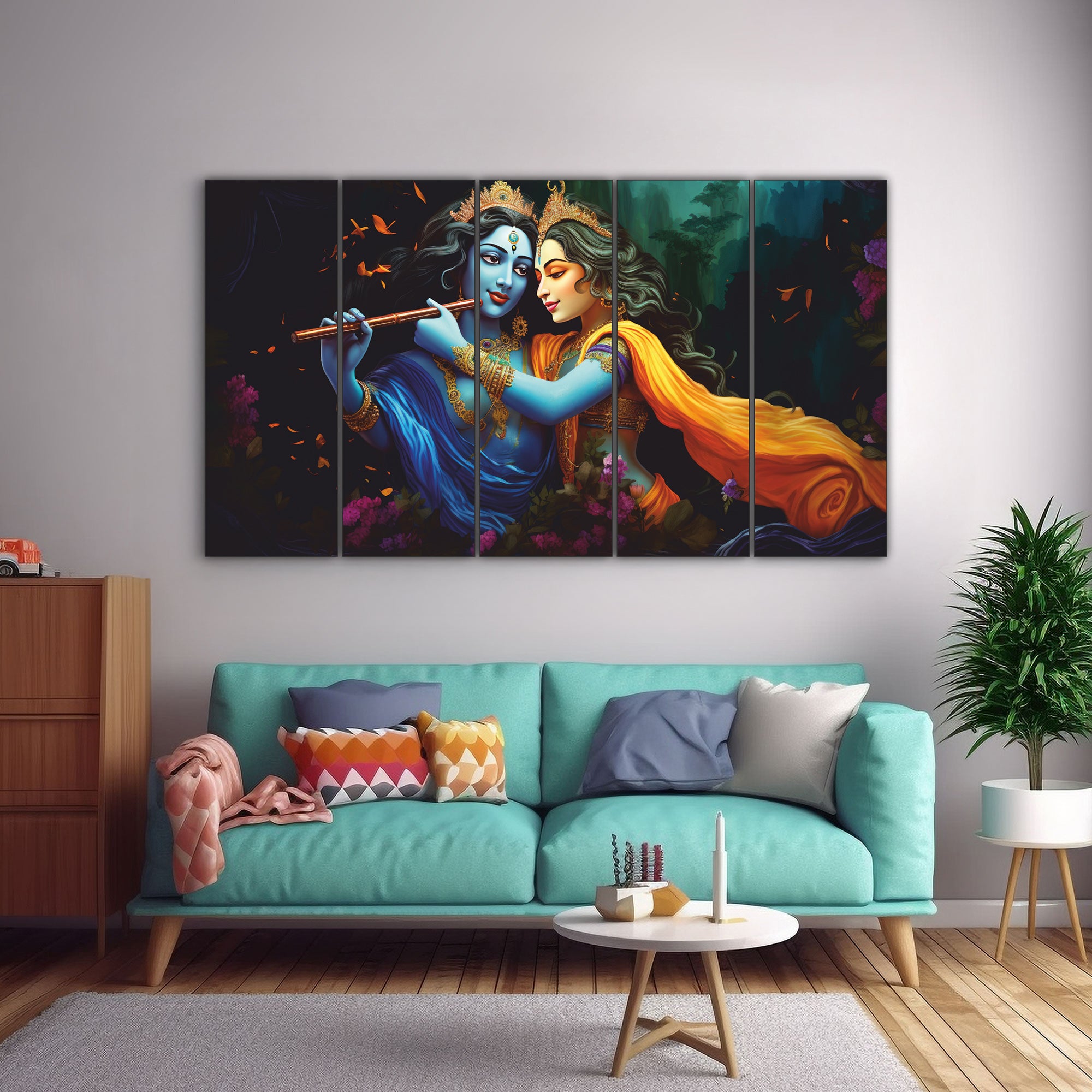 Radha Krishna Painting with frame Big Size Wall Art for living room,Bedroom,Drawing room,Hotels 27x48"
