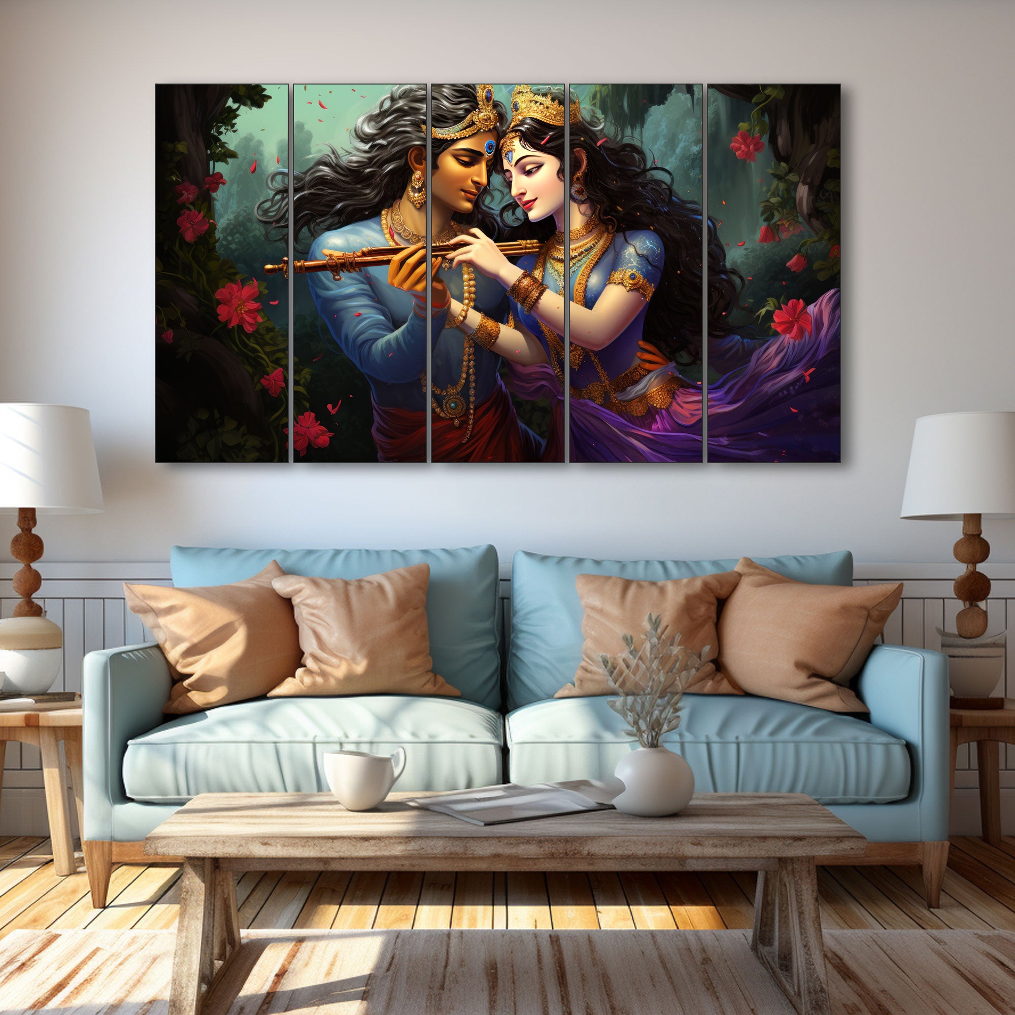 Radha Krishna Painting with frame Big Size Wall Art for living room,Bedroom,Drawing room,Hotels