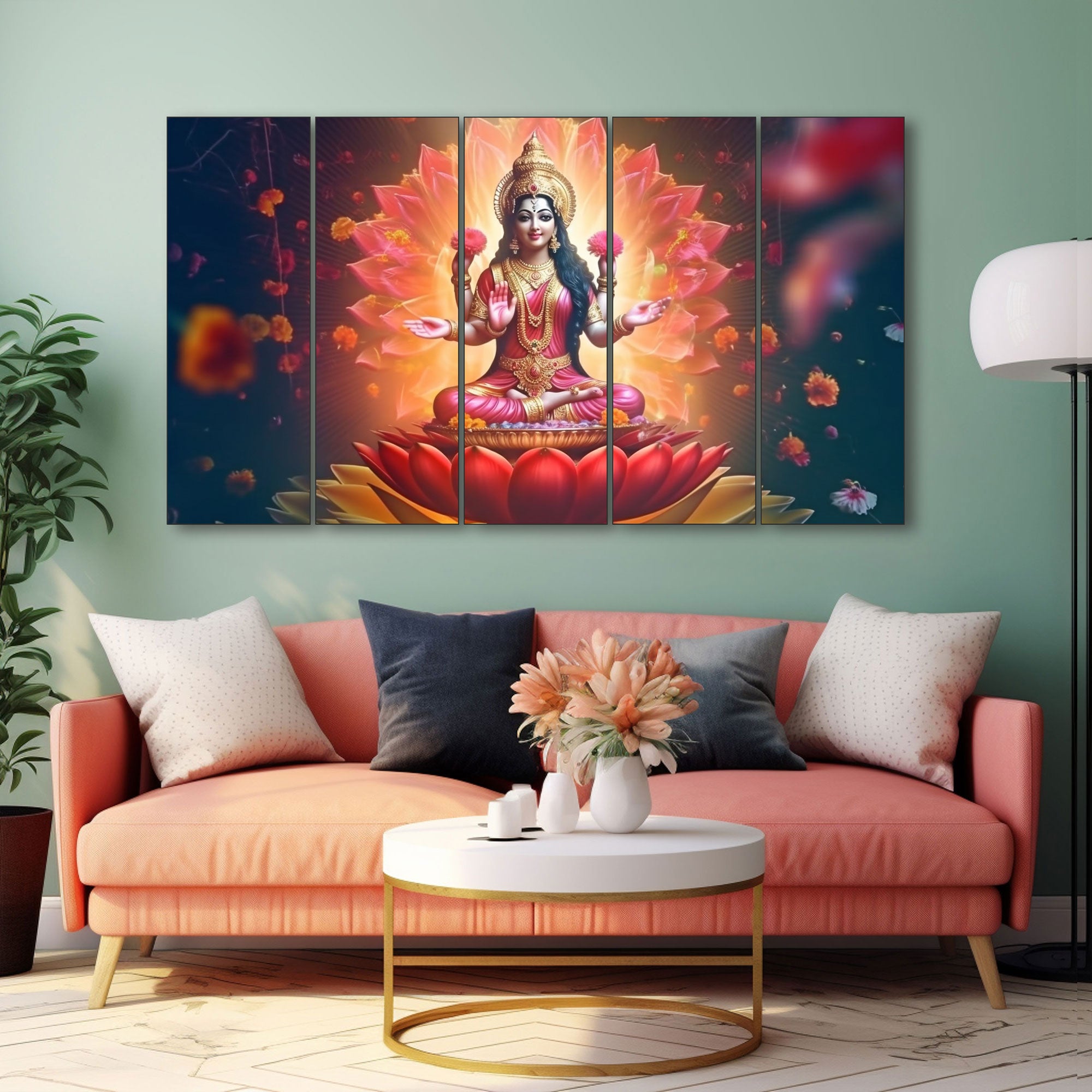 Goddess Laxmi ji Painting with frame Big Size Wall Art for living room,Bedroom,Drawing room,Hotels