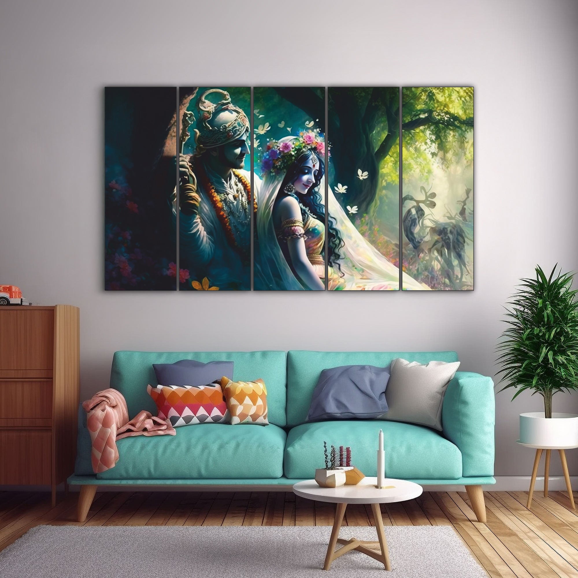 Radha Krishna Painting with frame Big Size Wall Art for living room,Bedroom,Drawing room,Hotels