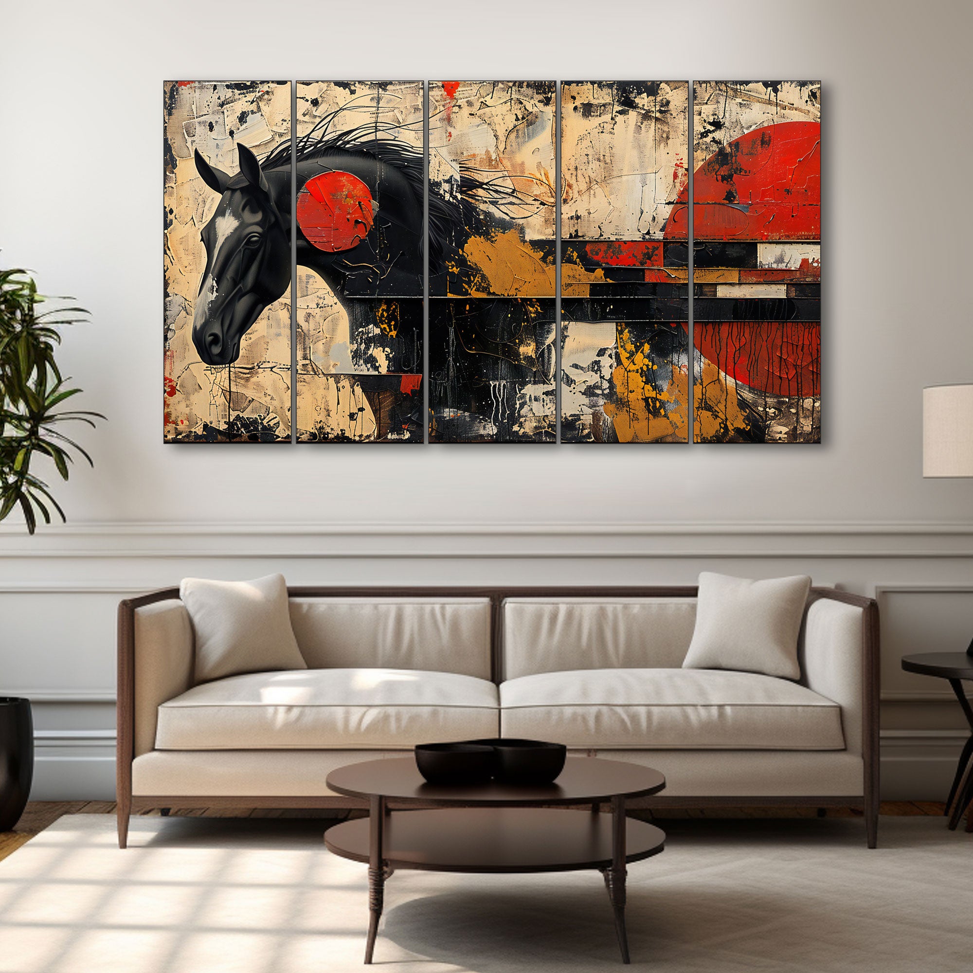 Modern Horses Painting with frame Big Size Wall Art for living room,Bedroom,Drawing room,Hotels