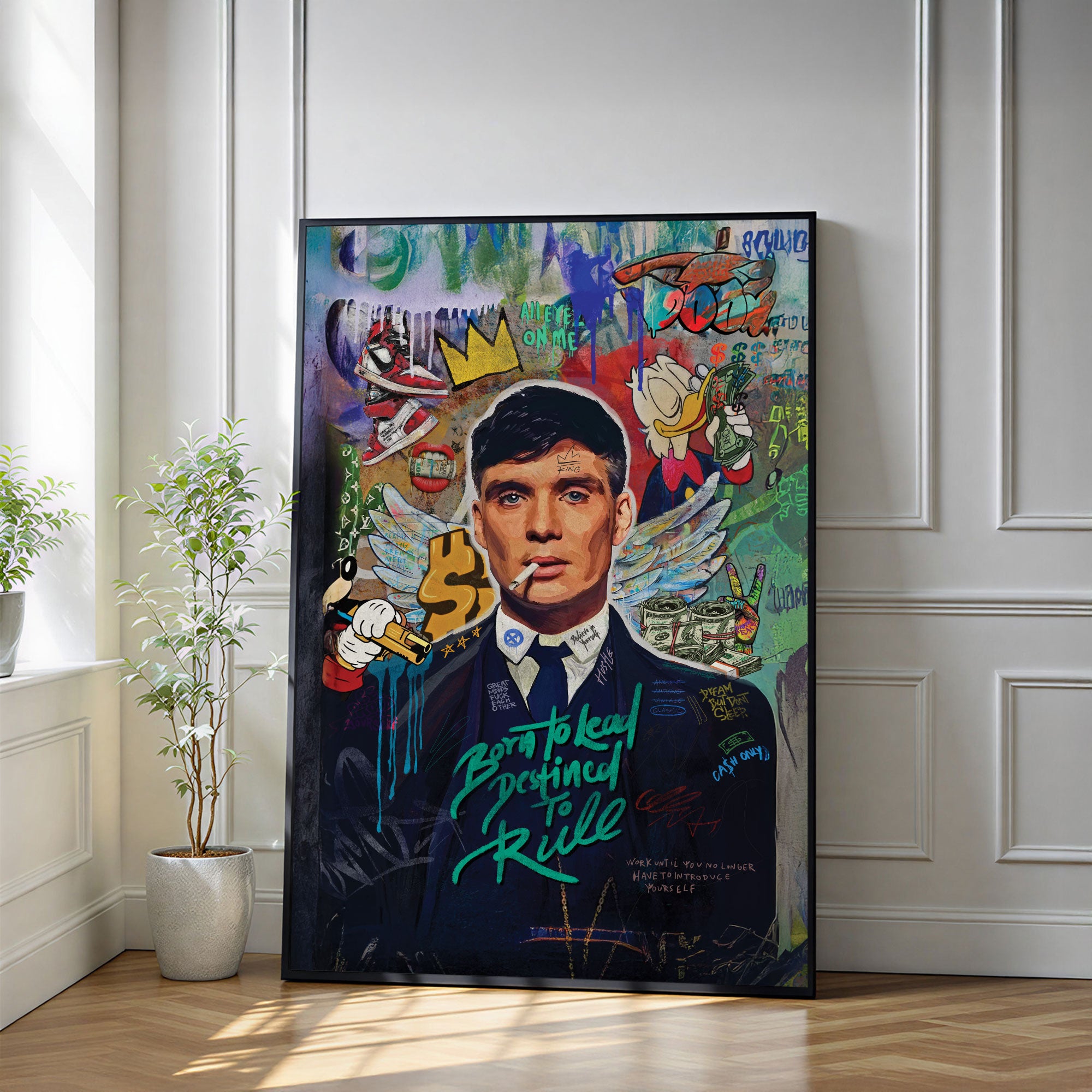 The Castle Decor Peaky Blinders Inspired Wall Art – Gangster Mafia Motivational Artwork, Abstract Graffiti Sparkle Finish Décor, 20×30 Inch