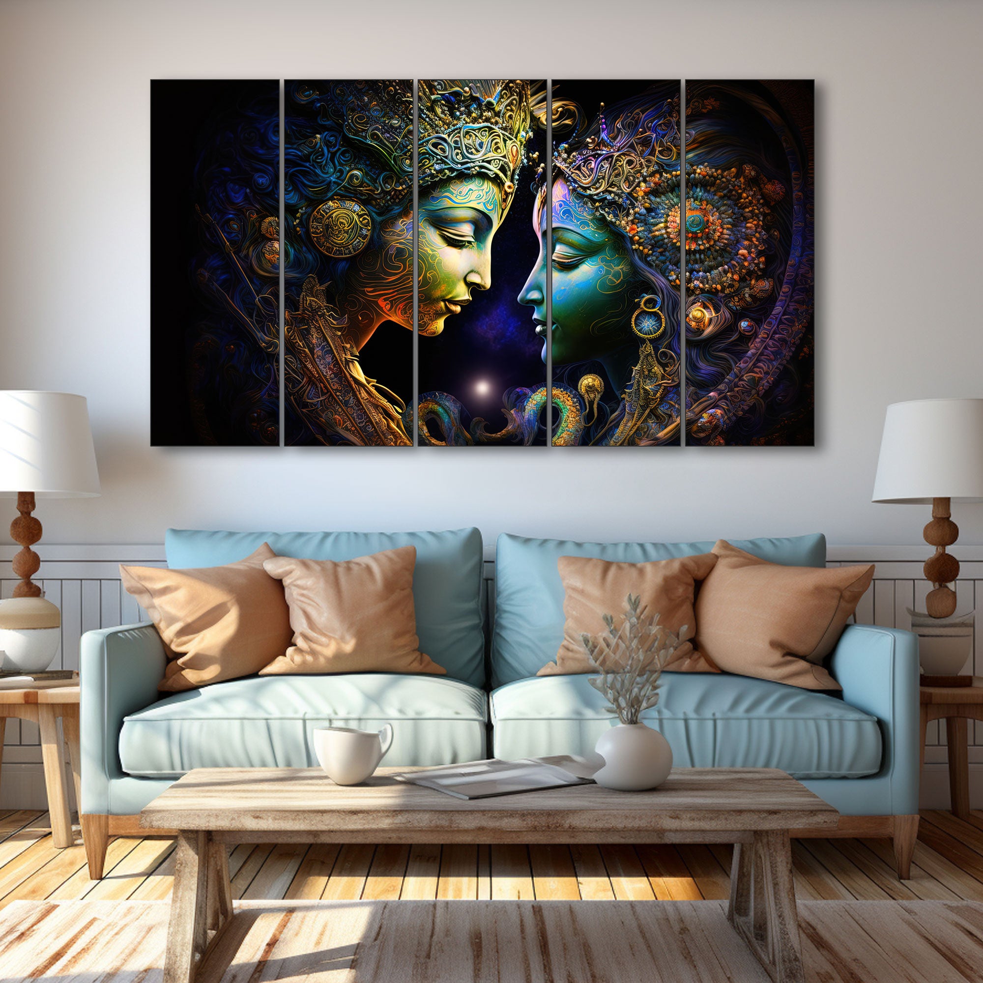 Radha Krishna Painting with frame Big Size Wall Art for living room,Bedroom,Drawing room,Hotels